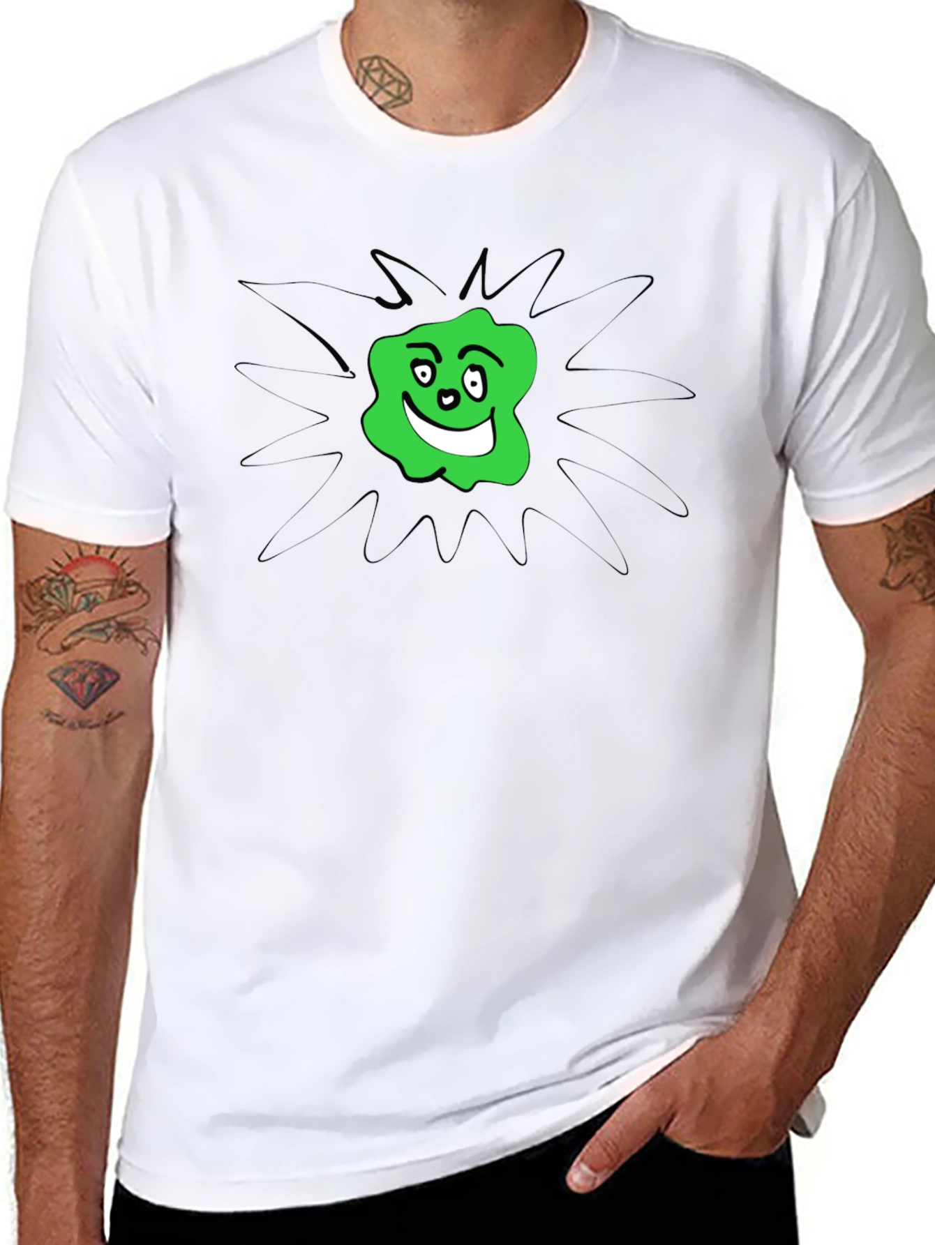Groovy Green Blob Graphic Tee - Black