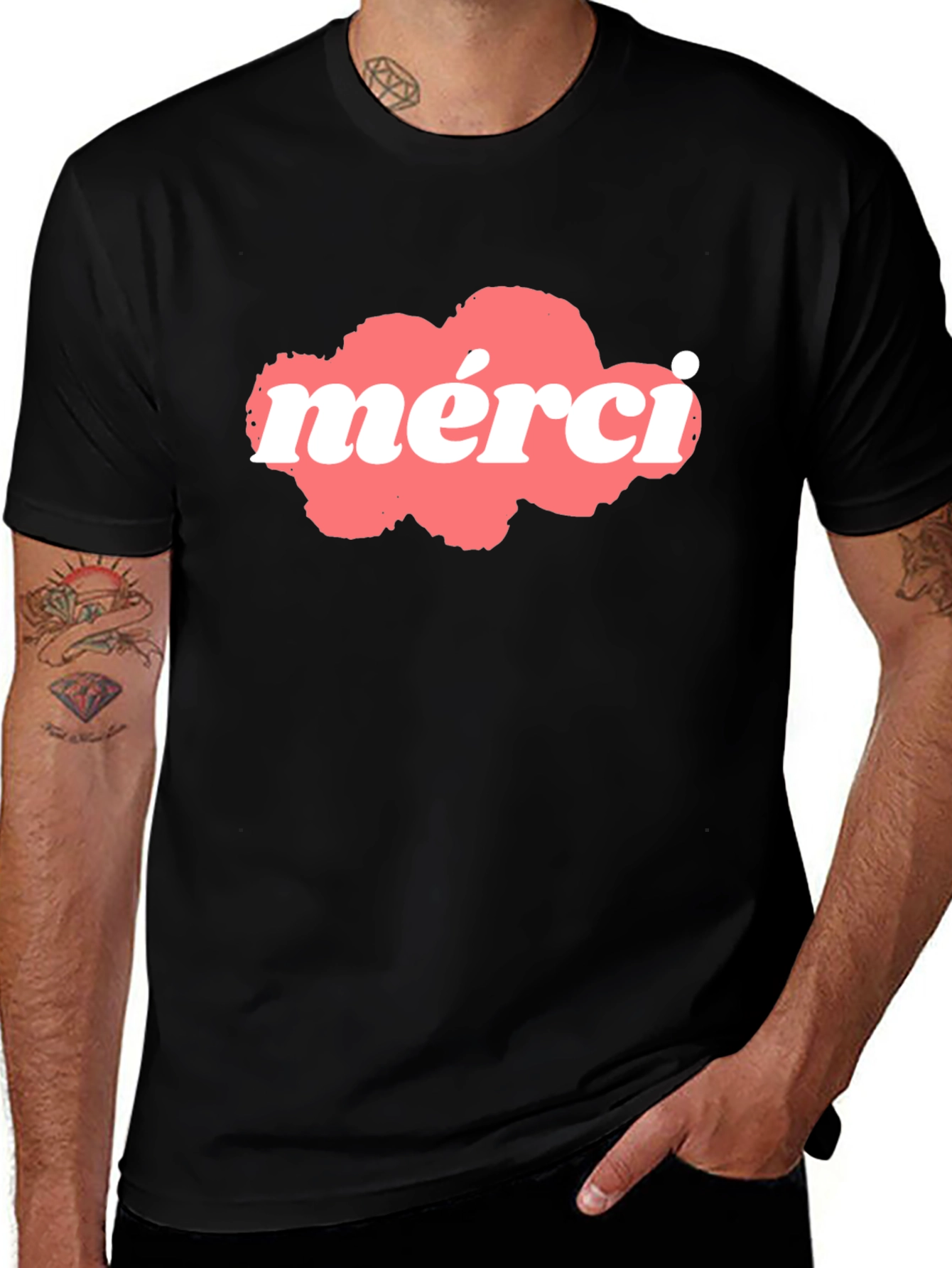 Merci Graphic T-Shirt - Black Cotton Blend