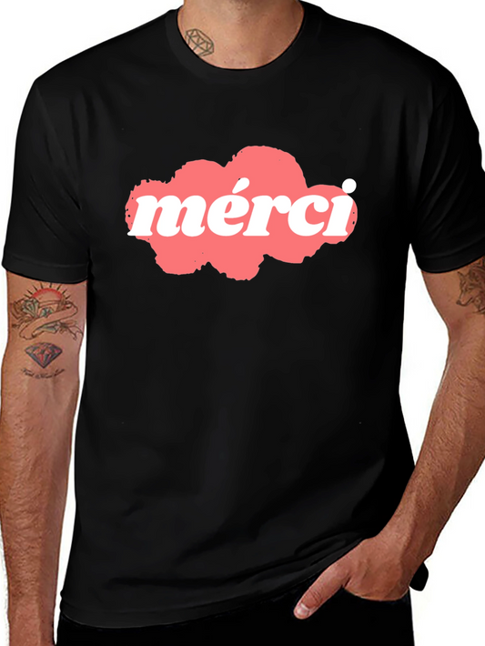 Merci Graphic T-Shirt - Black Cotton Blend