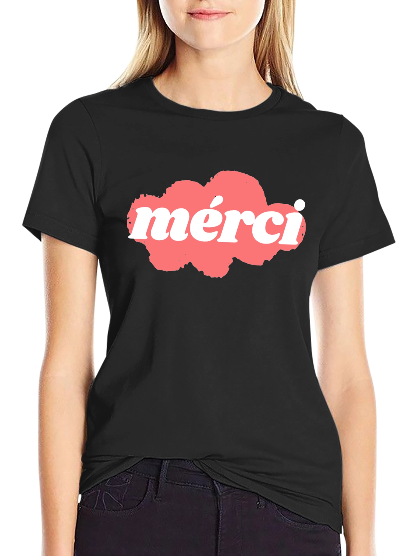 Merci Graphic T-Shirt - Black Cotton Blend