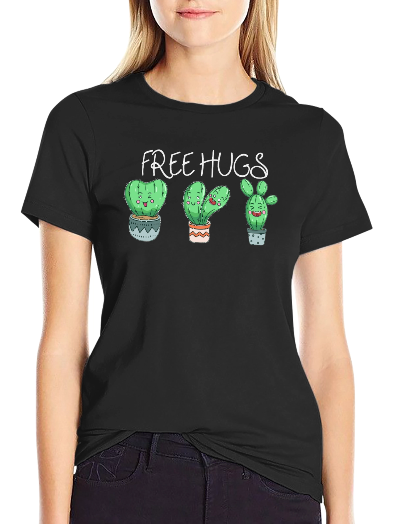Free Hugs Cactus Graphic T-Shirt