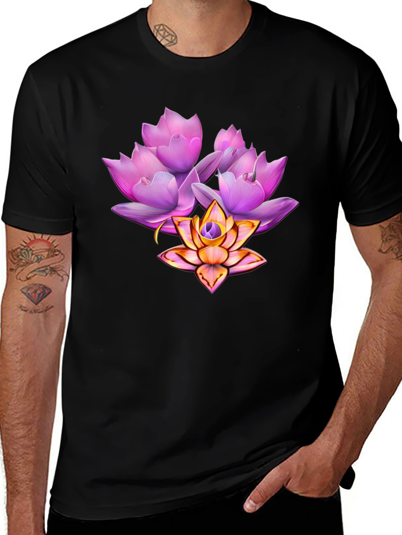 Floral Lotus Graphic T-Shirt - Stylish & Unique