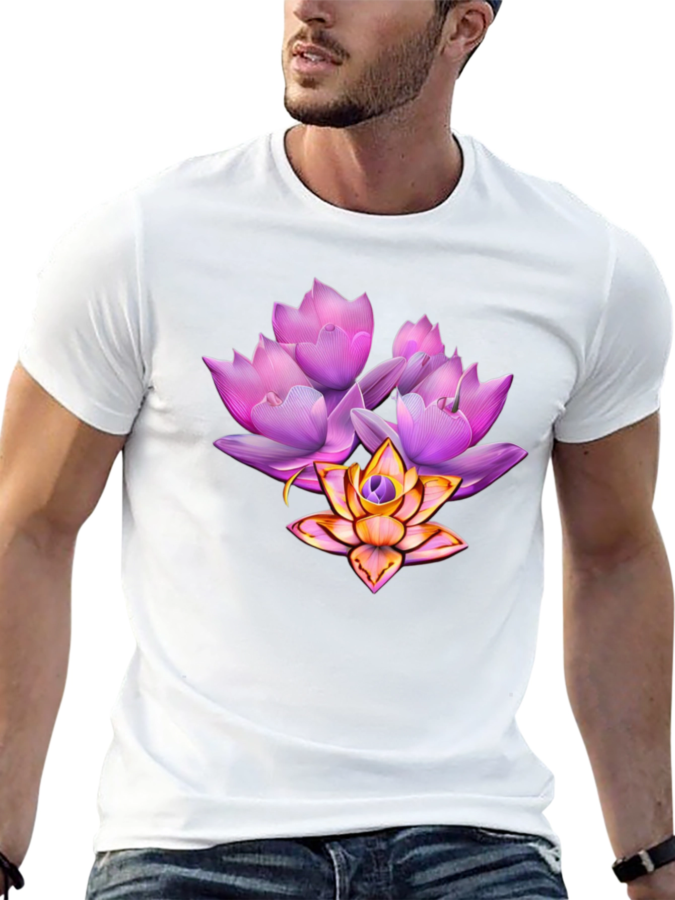 Floral Lotus Graphic T-Shirt - Stylish & Unique
