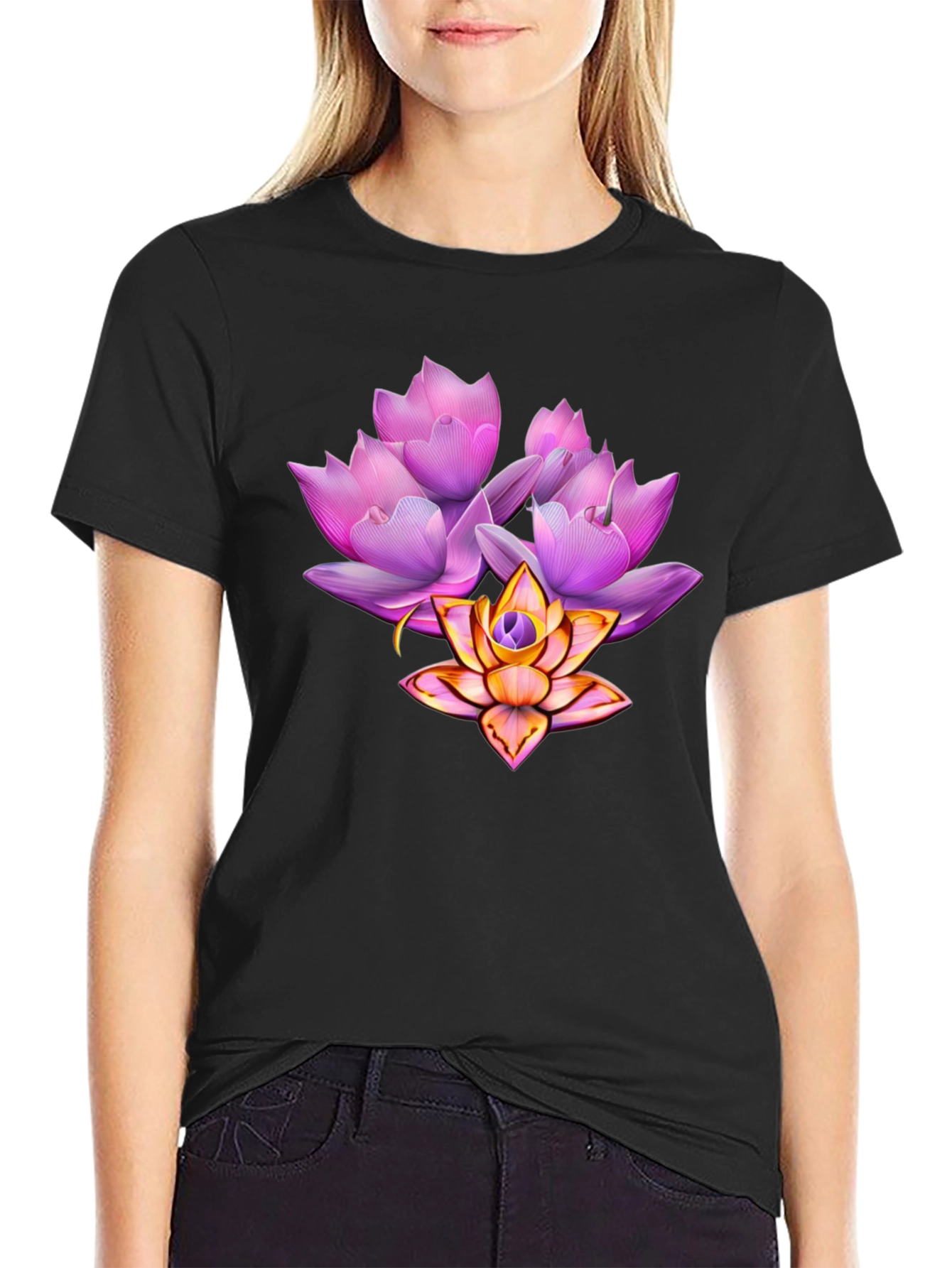 Floral Lotus Graphic T-Shirt - Stylish & Unique