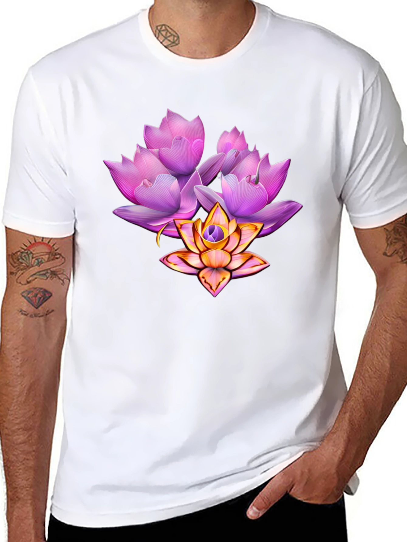 Floral Lotus Graphic T-Shirt - Stylish & Unique