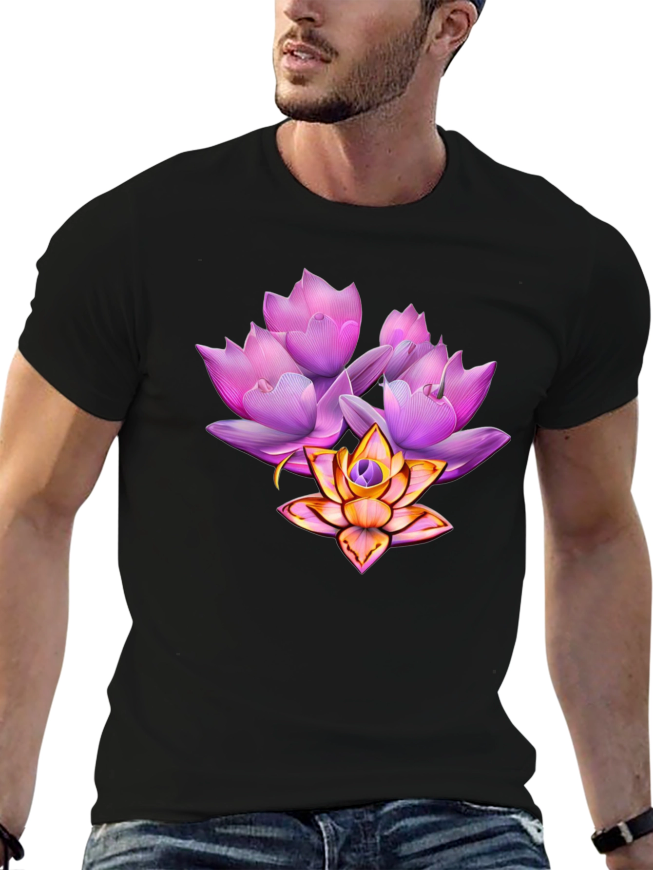Floral Lotus Graphic T-Shirt - Stylish & Unique