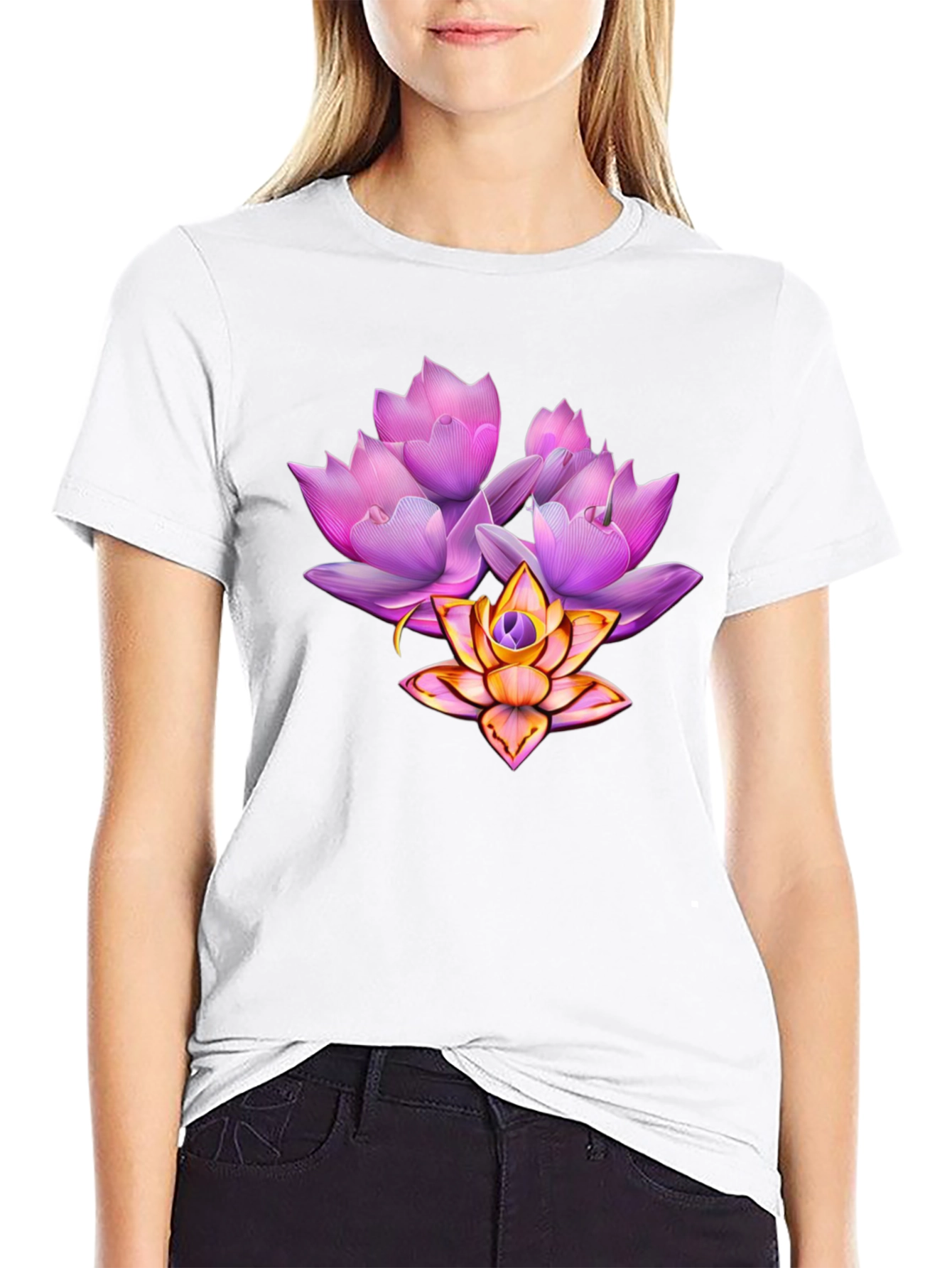 Floral Lotus Graphic T-Shirt - Stylish & Unique