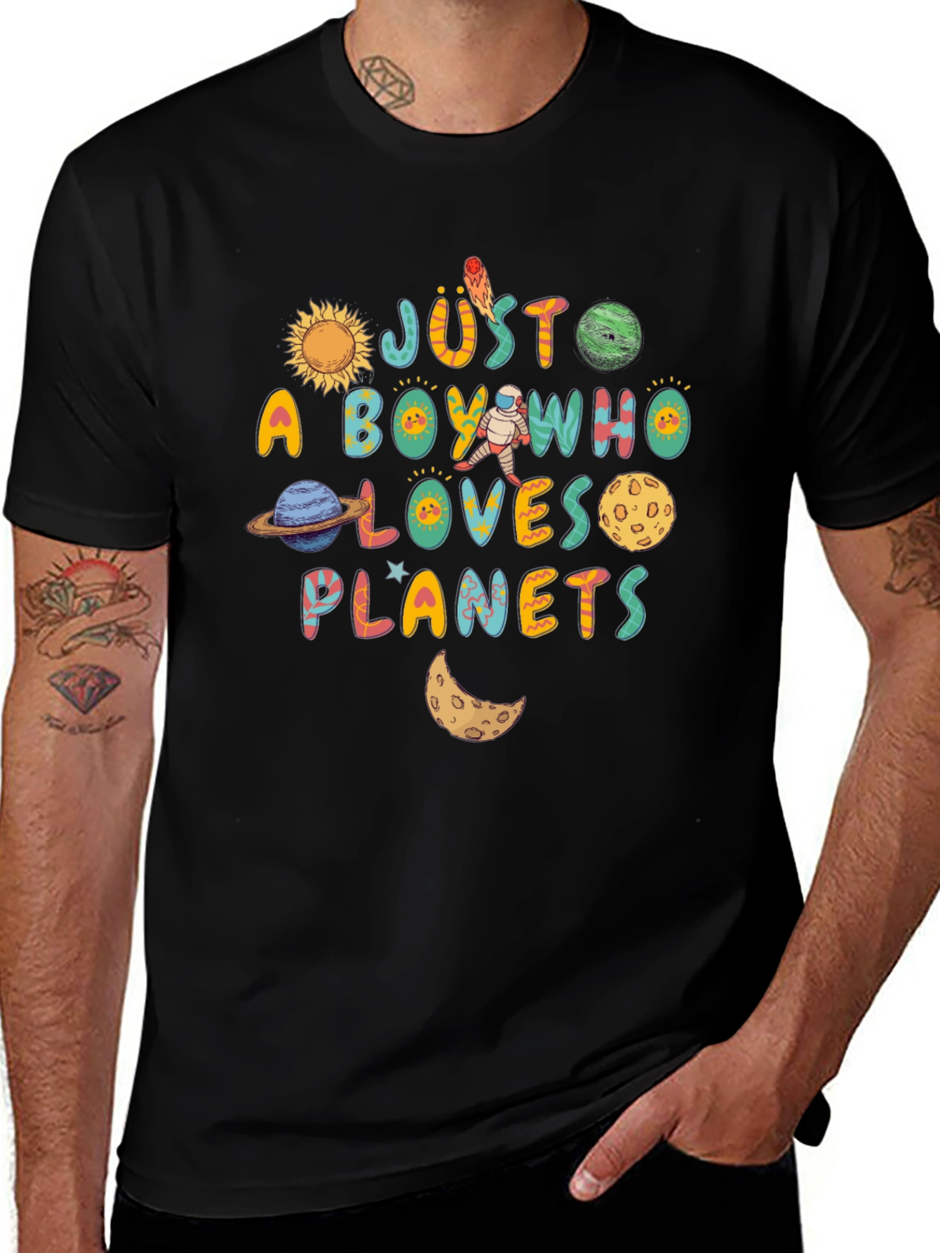 Just A Boy Who Loves Planets Graphic T-Shirt