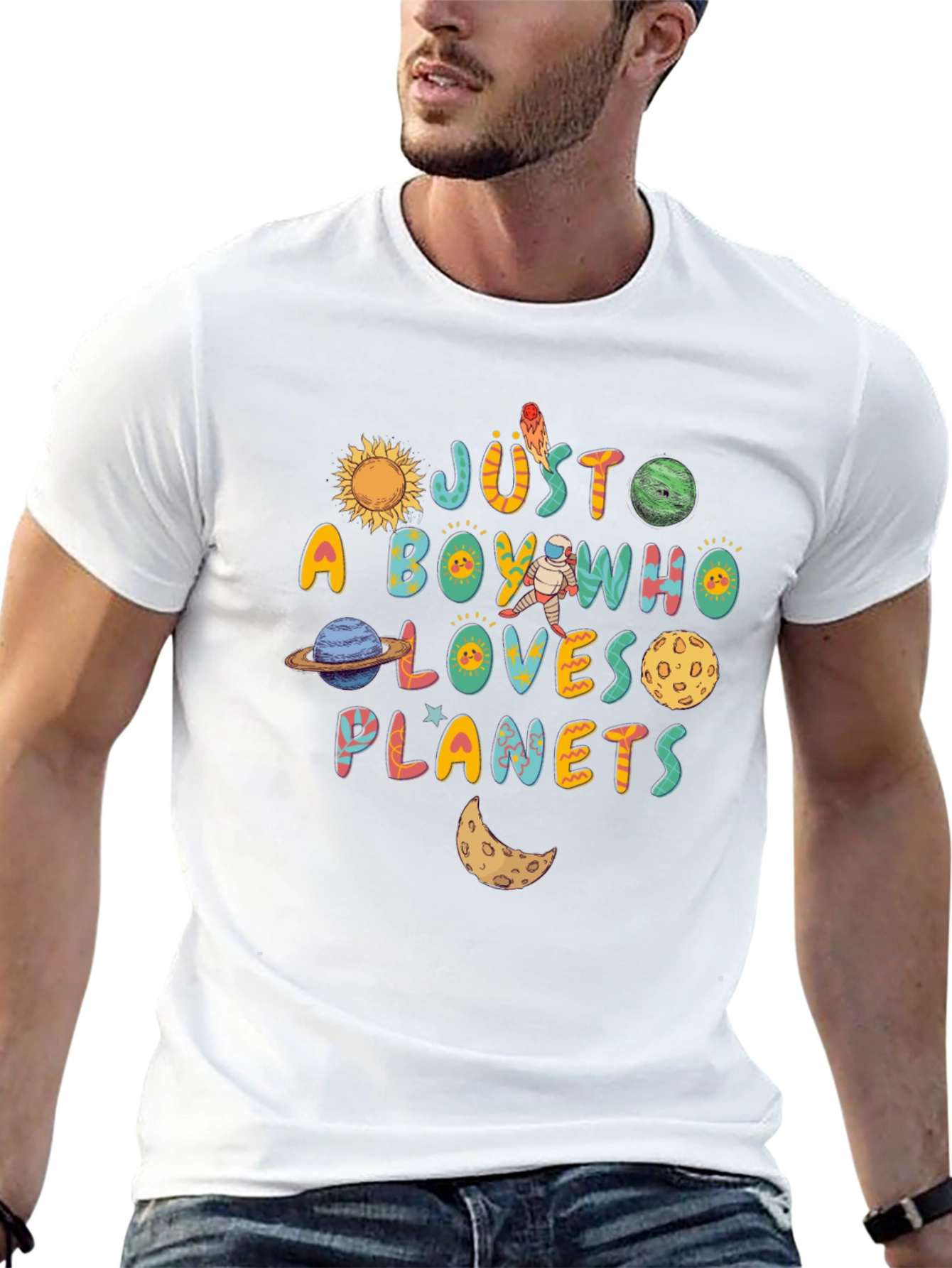 Just A Boy Who Loves Planets Graphic T-Shirt