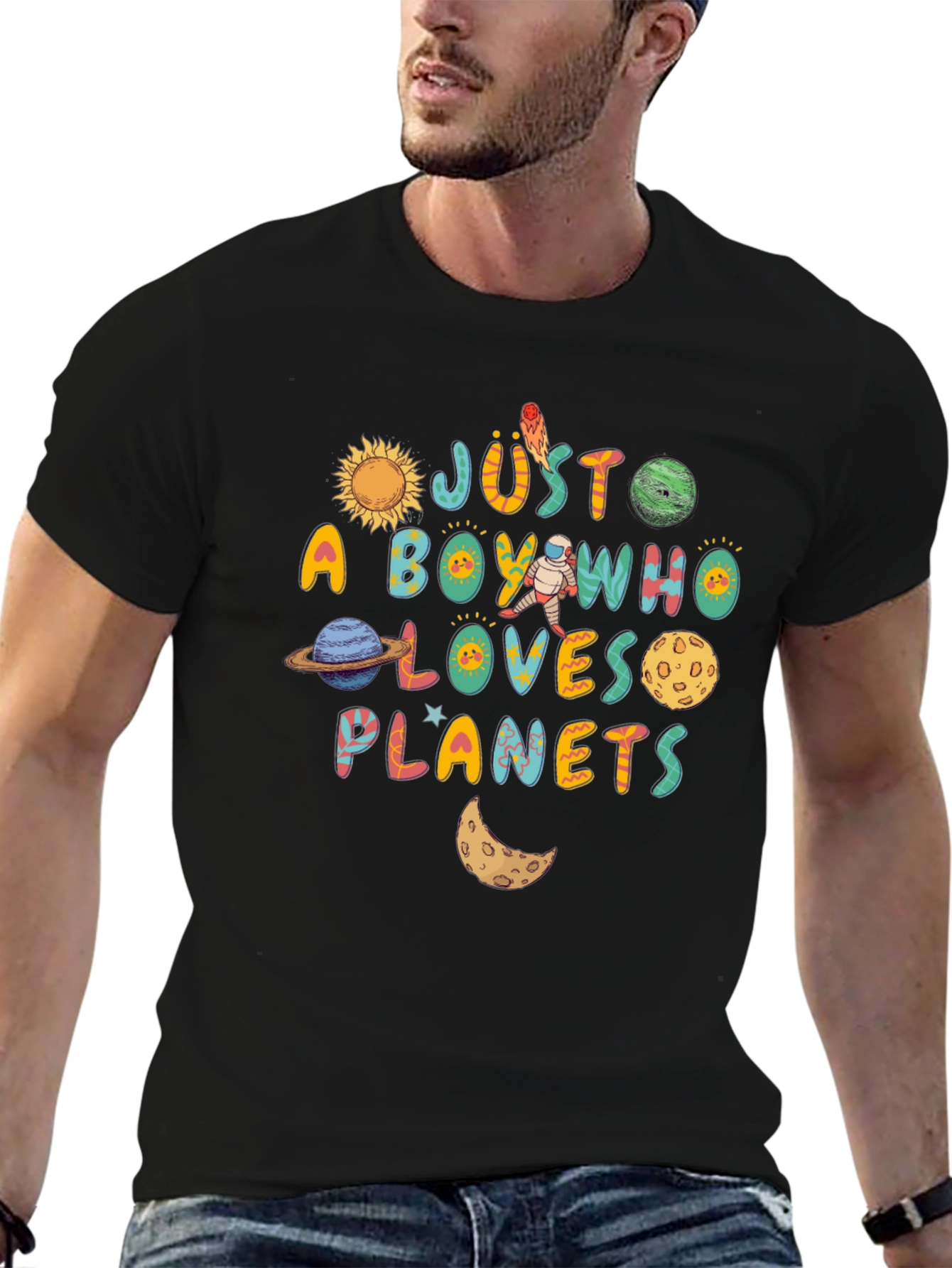 Just A Boy Who Loves Planets Graphic T-Shirt