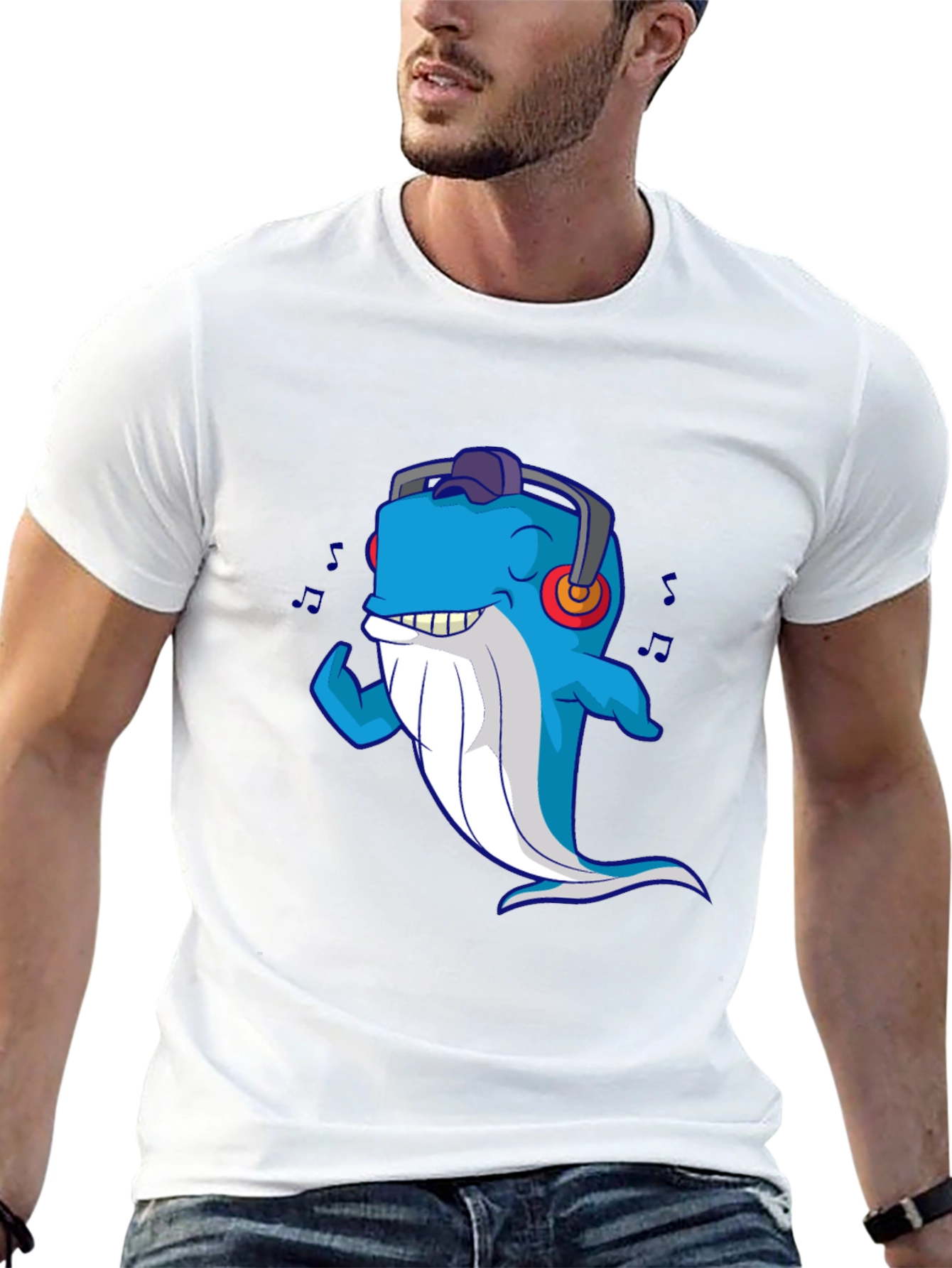 Cool Whale Graphic Tee - Mens Black T-Shirt