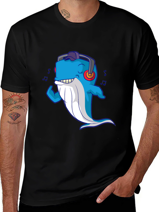 Cool Whale Graphic Tee - Mens Black T-Shirt