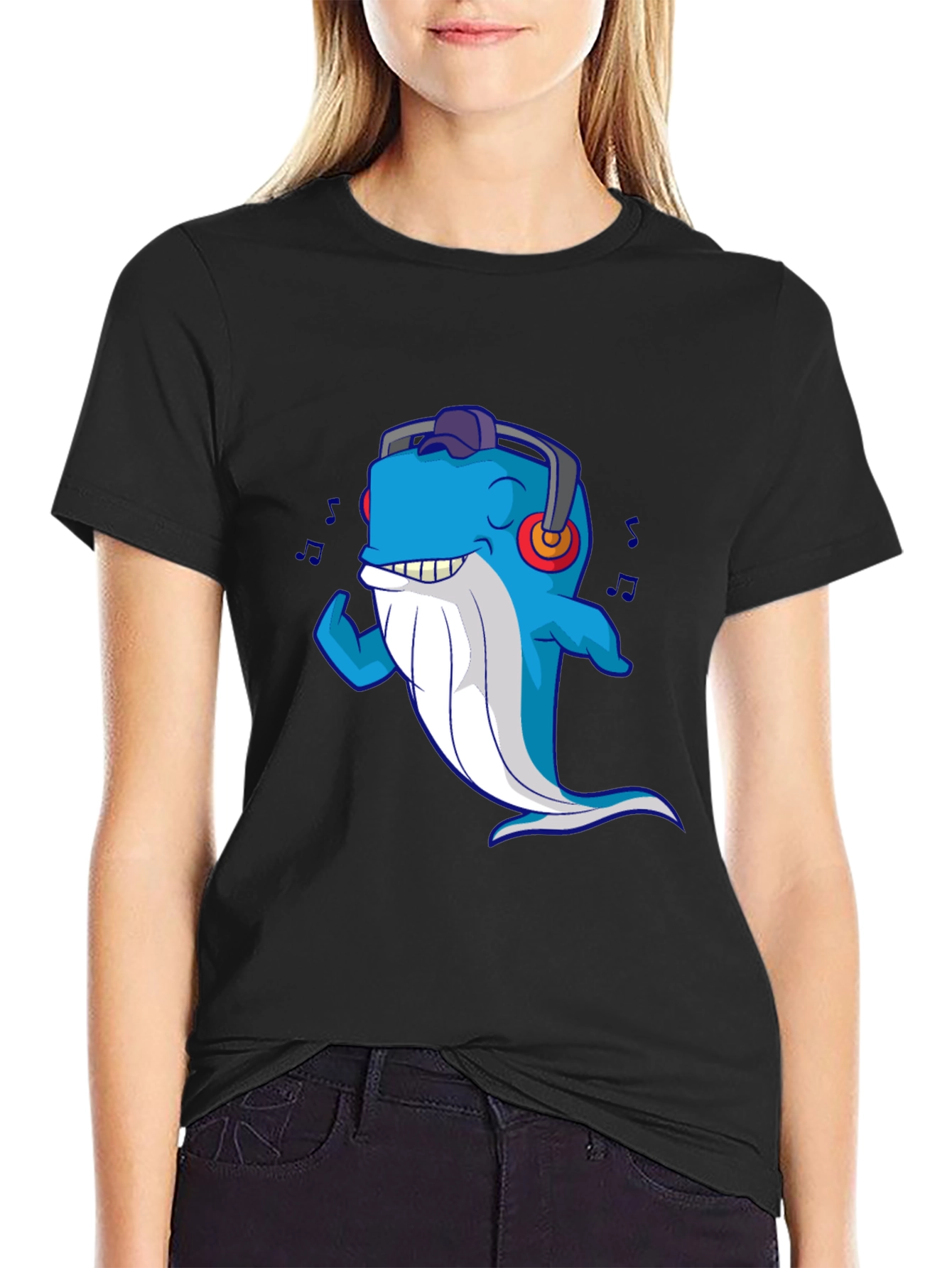 Cool Whale Graphic Tee - Mens Black T-Shirt