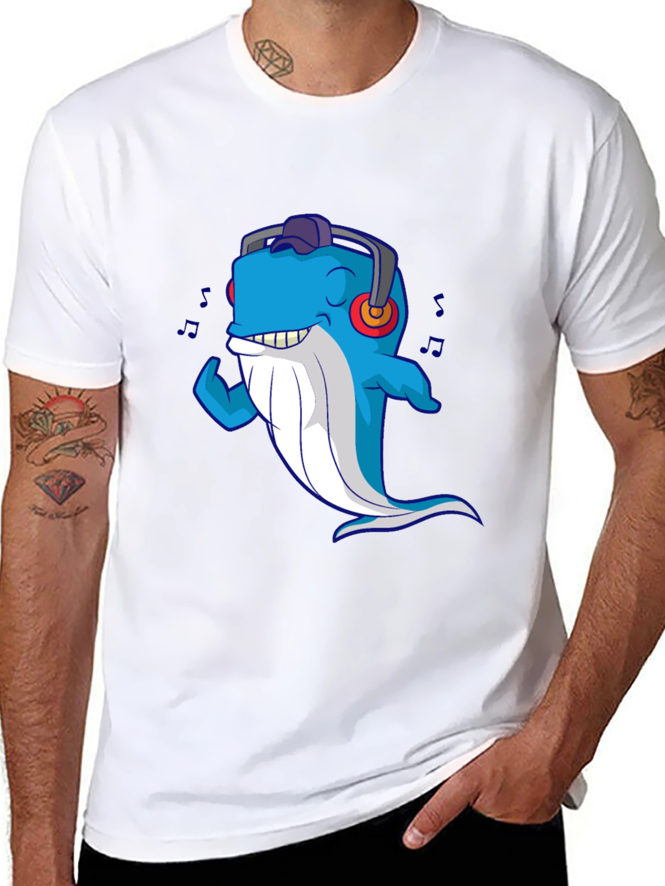 Cool Whale Graphic Tee - Mens Black T-Shirt