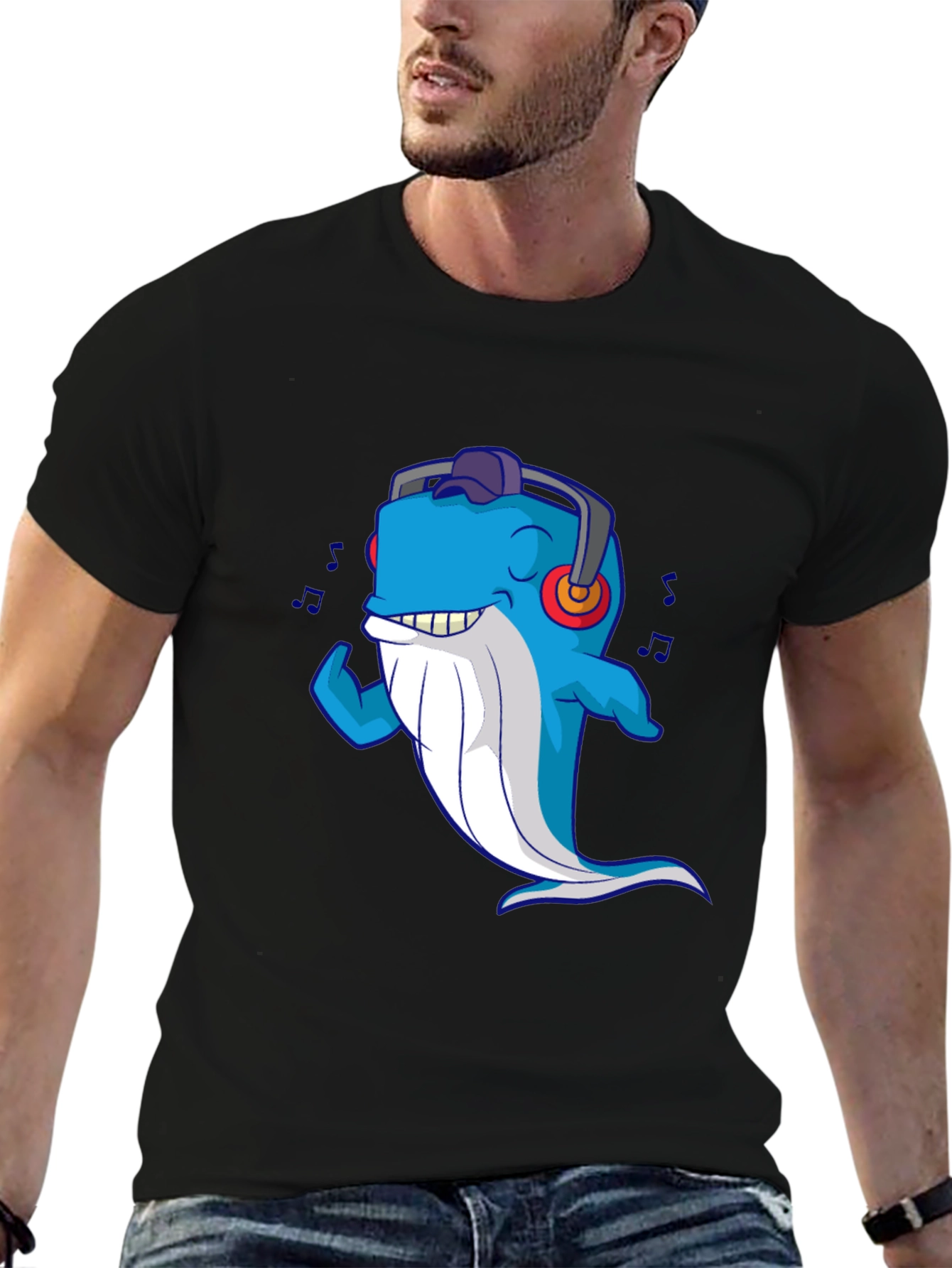Cool Whale Graphic Tee - Mens Black T-Shirt