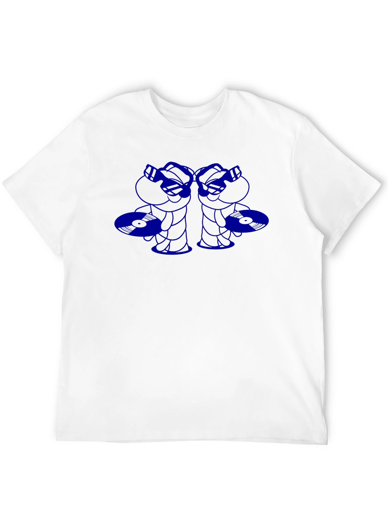 Blue Cartoon Graphic Print Black T-Shirt