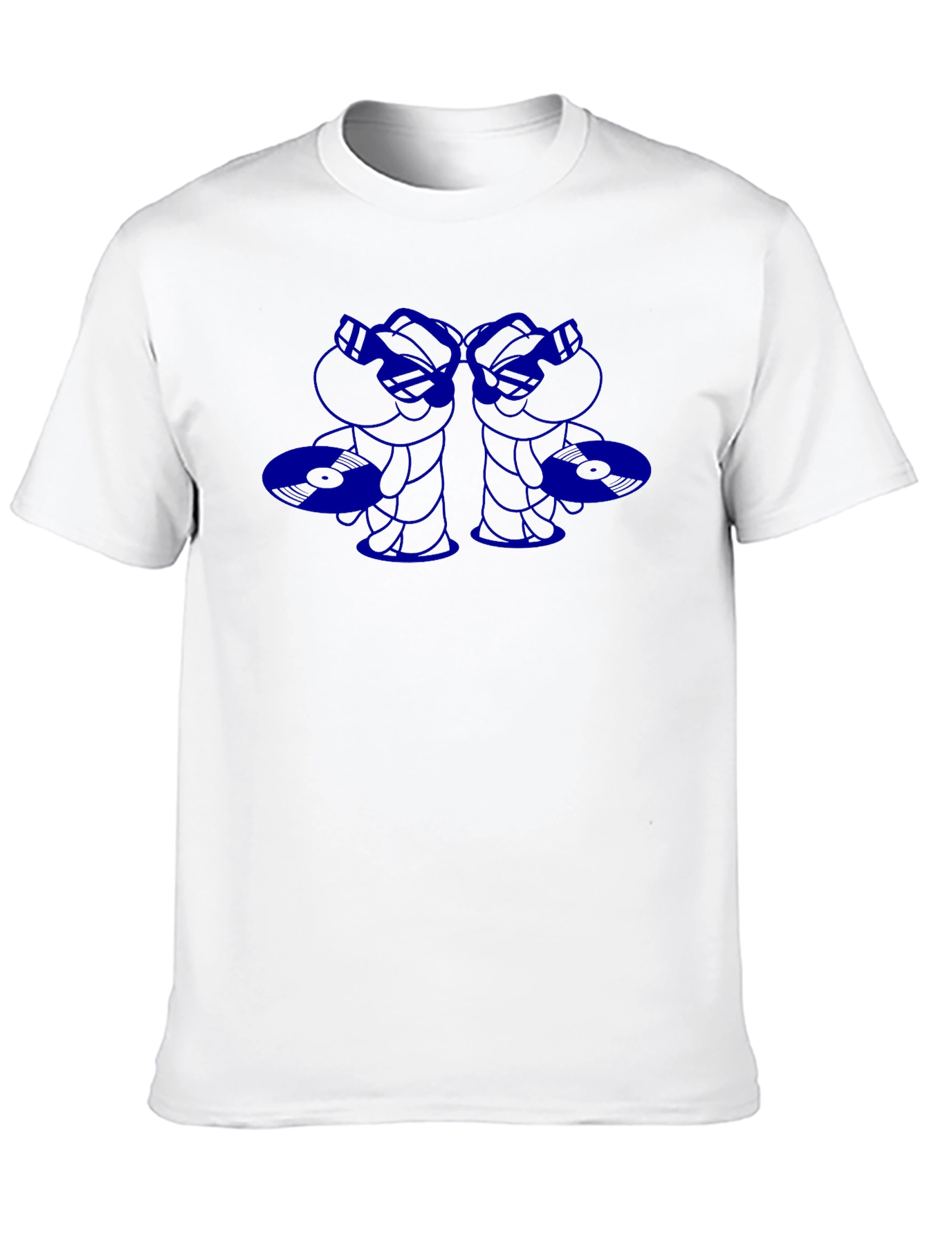 Blue Cartoon Graphic Print Black T-Shirt