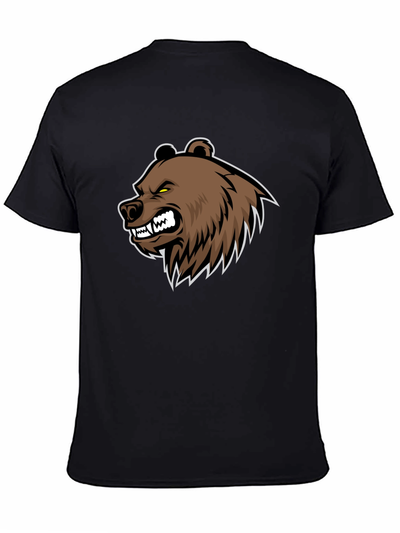 Mens Black T-Shirt with Bear Graphic