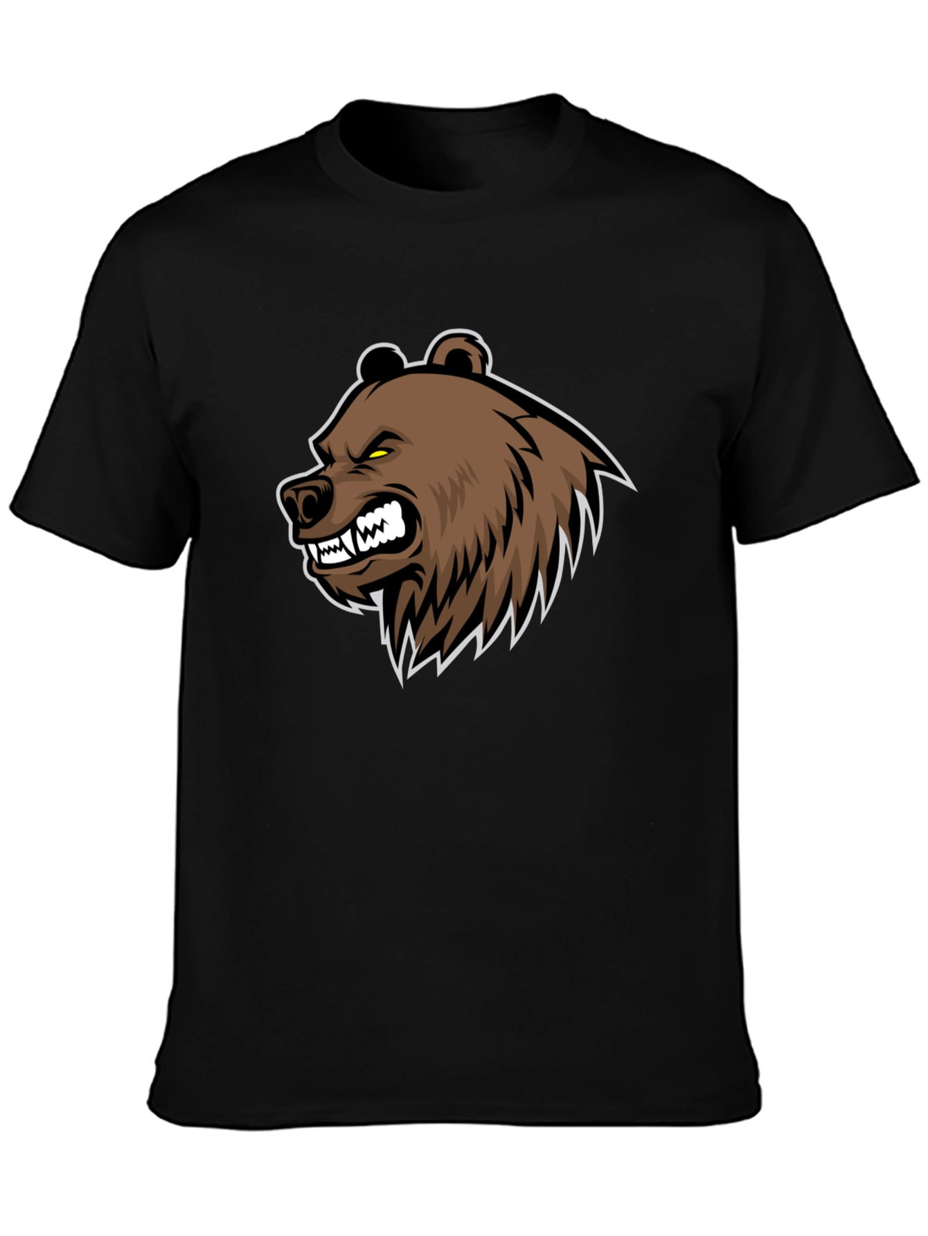 Mens Black T-Shirt with Bear Graphic
