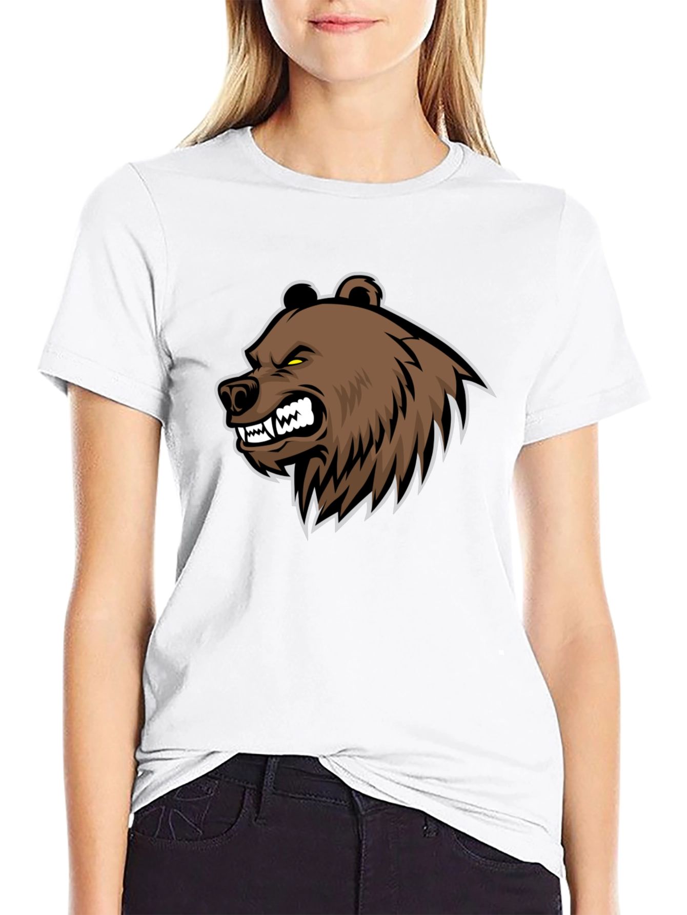 Mens Black T-Shirt with Bear Graphic
