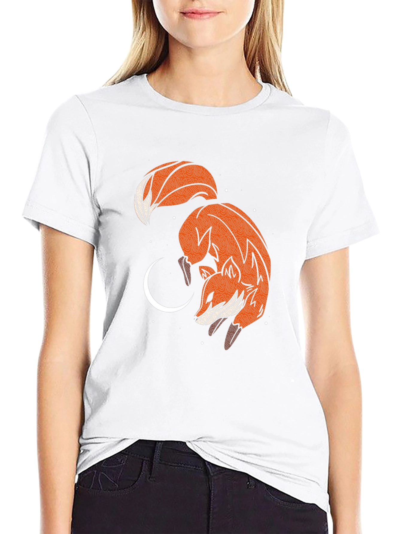 Fox & Moon Graphic Tee - Black Cotton Blend