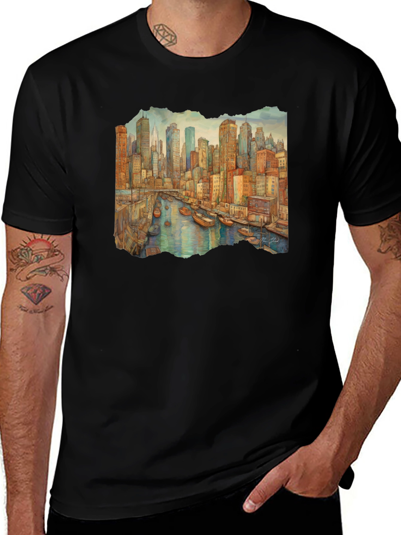 Cityscape Watercolor Graphic T-Shirt