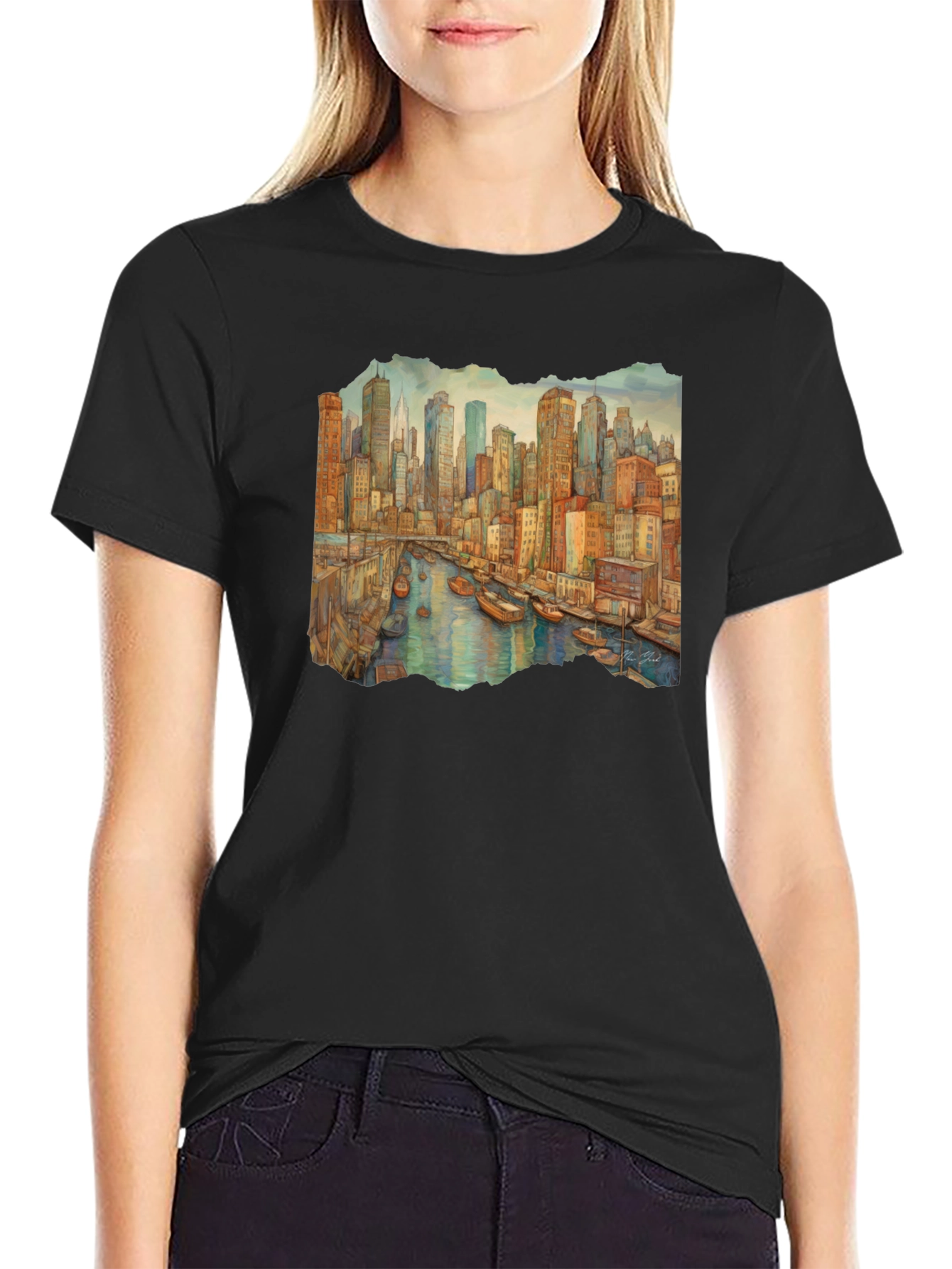 Cityscape Watercolor Graphic T-Shirt
