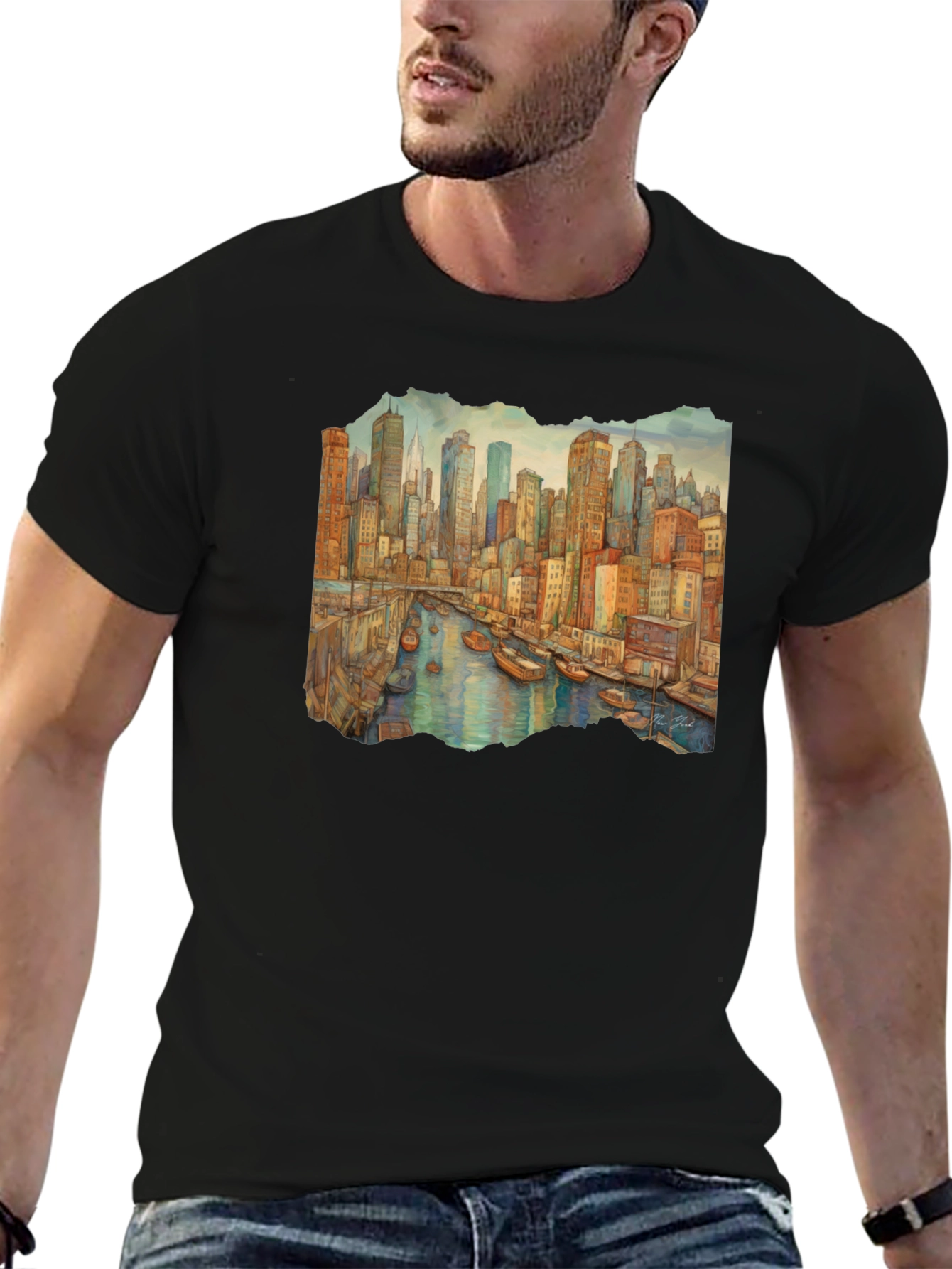 Cityscape Watercolor Graphic T-Shirt