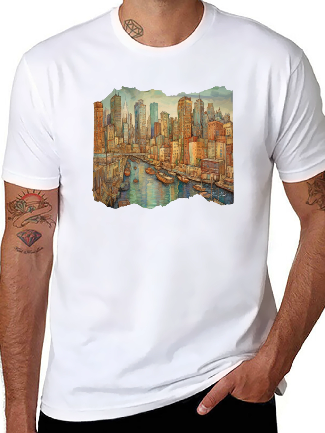 Cityscape Watercolor Graphic T-Shirt