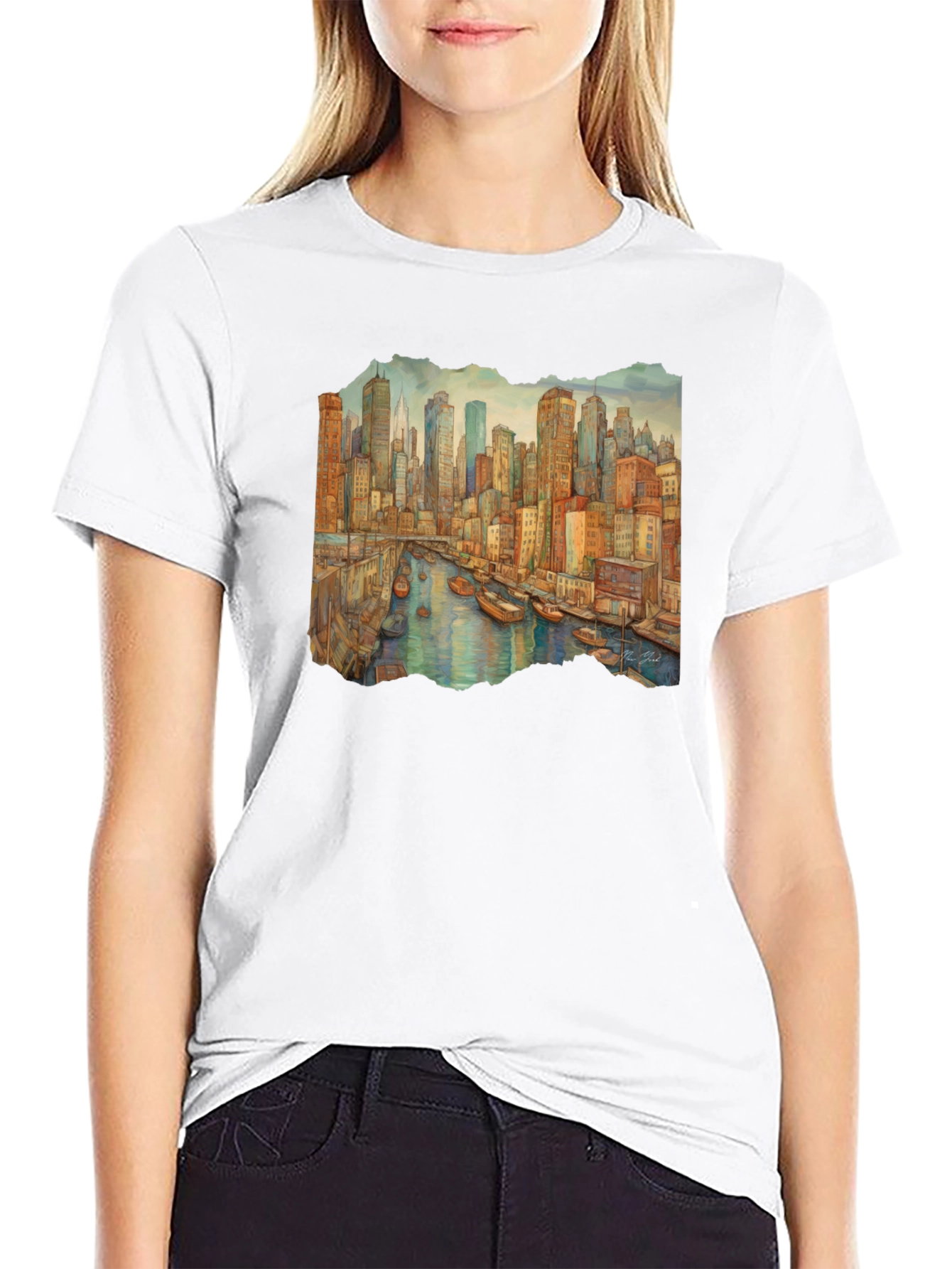Cityscape Watercolor Graphic T-Shirt