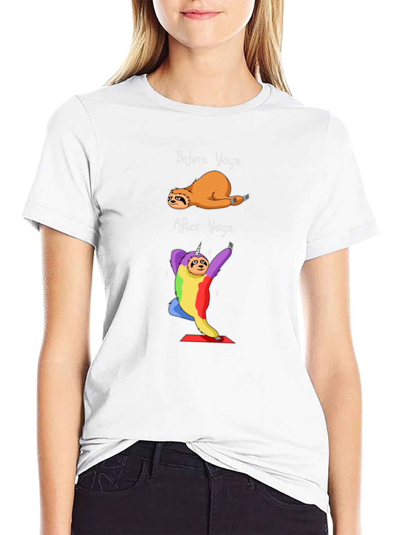 Yoga Sloth Graphic Tee - Black Cotton T-Shirt