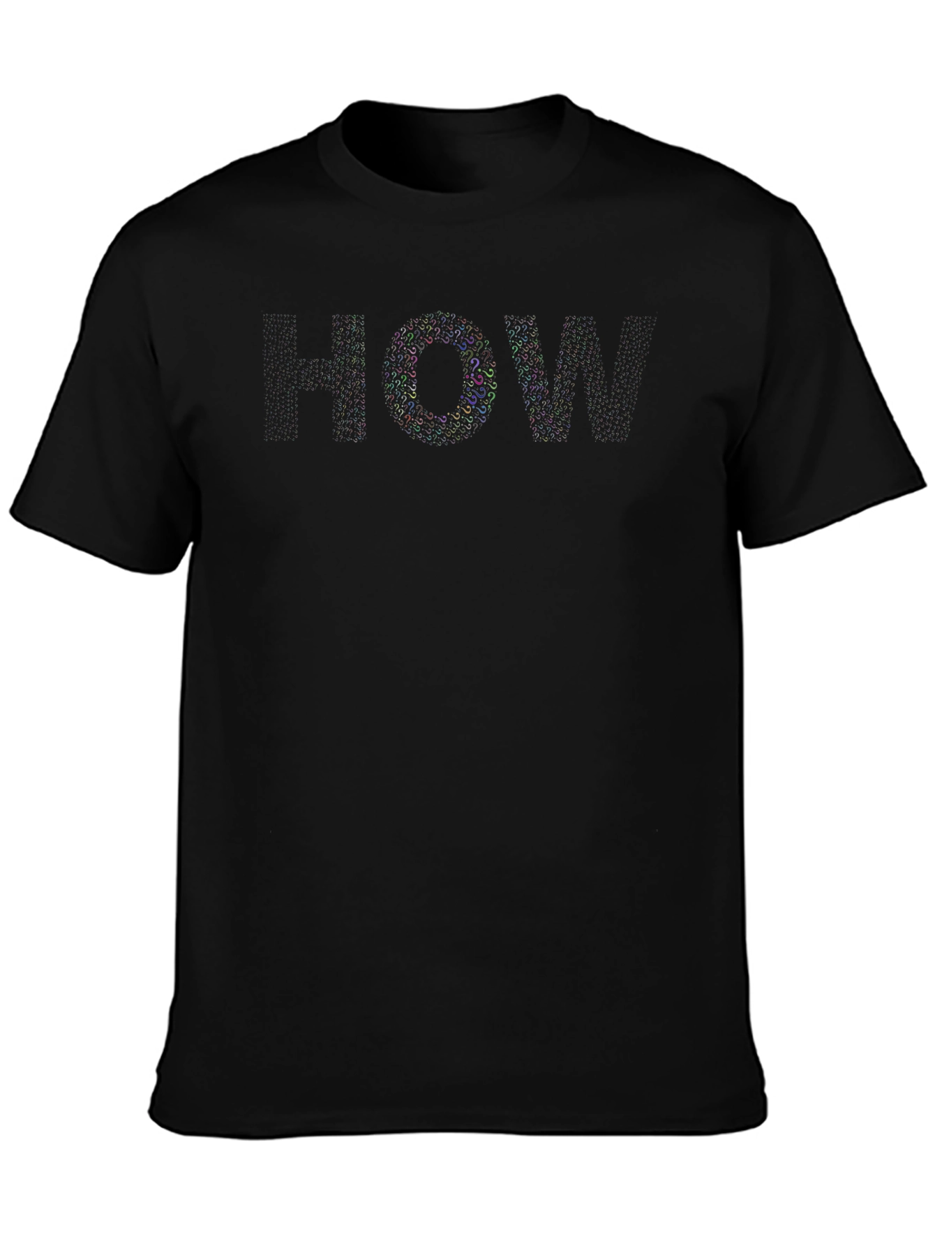 Mens Black T-Shirt with HOW Question Mark Design