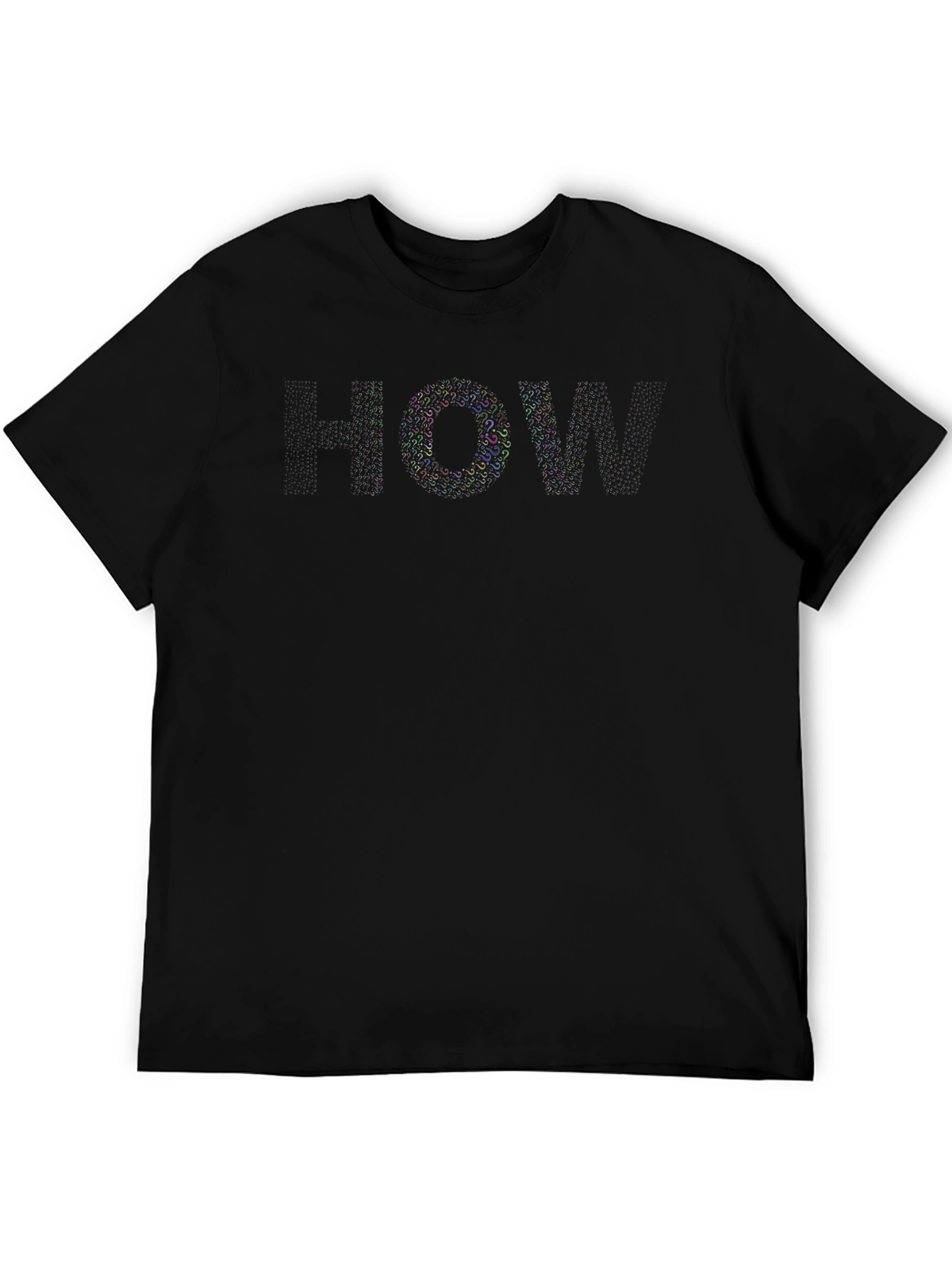 Mens Black T-Shirt with HOW Question Mark Design
