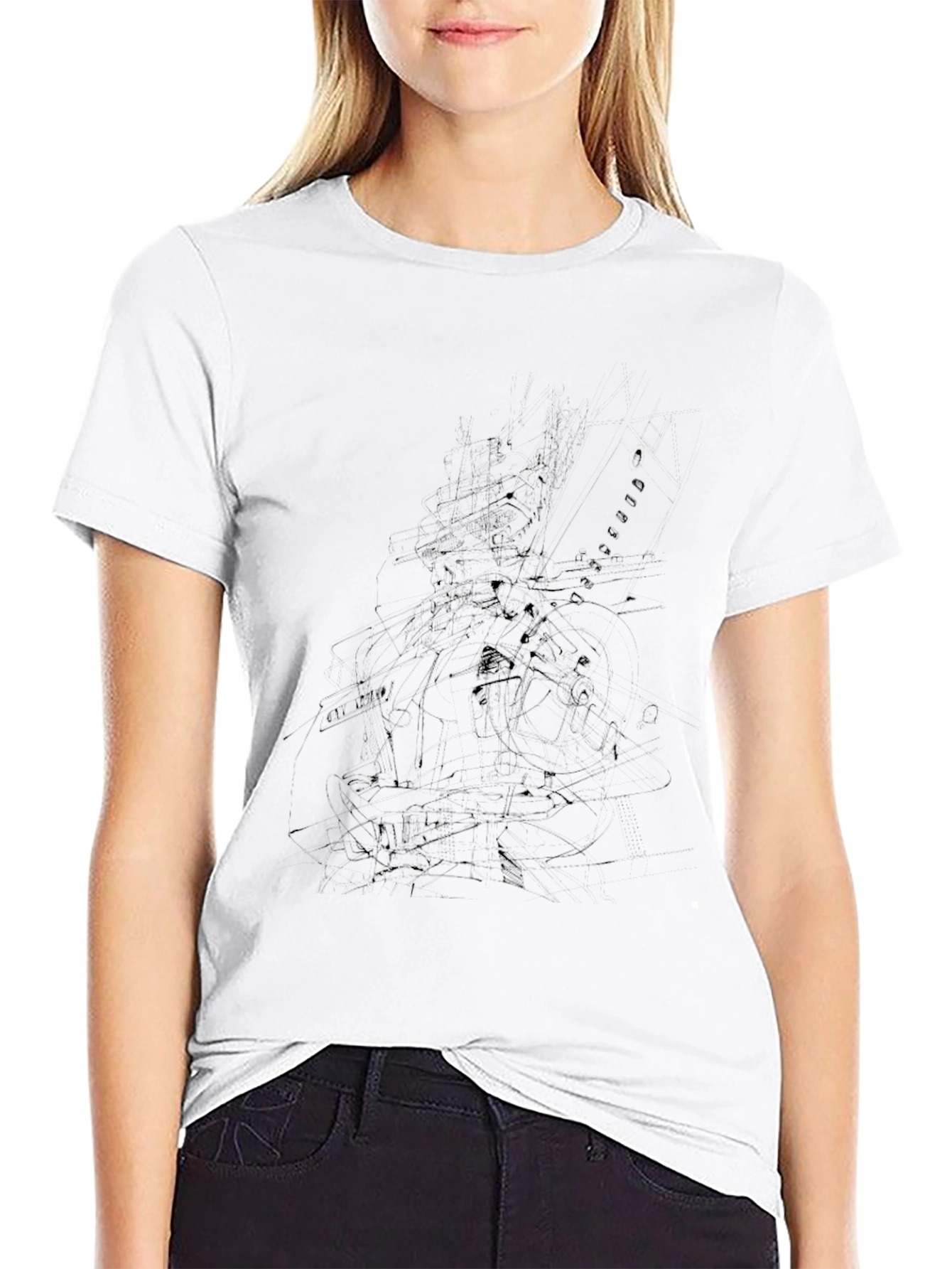 Abstract Sketch Black T-Shirt