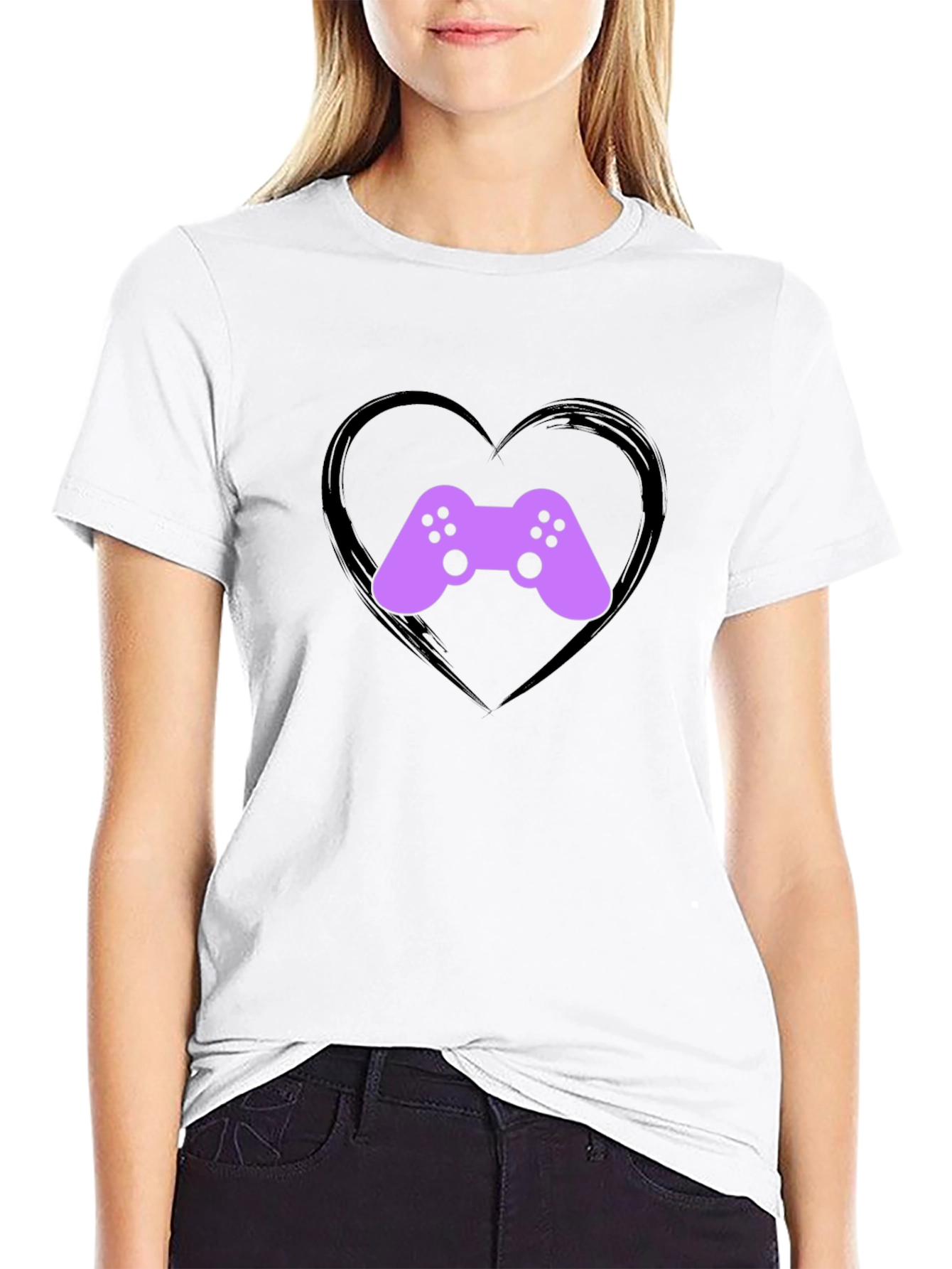 Gamer Heart T-Shirt - Black Casual Tee