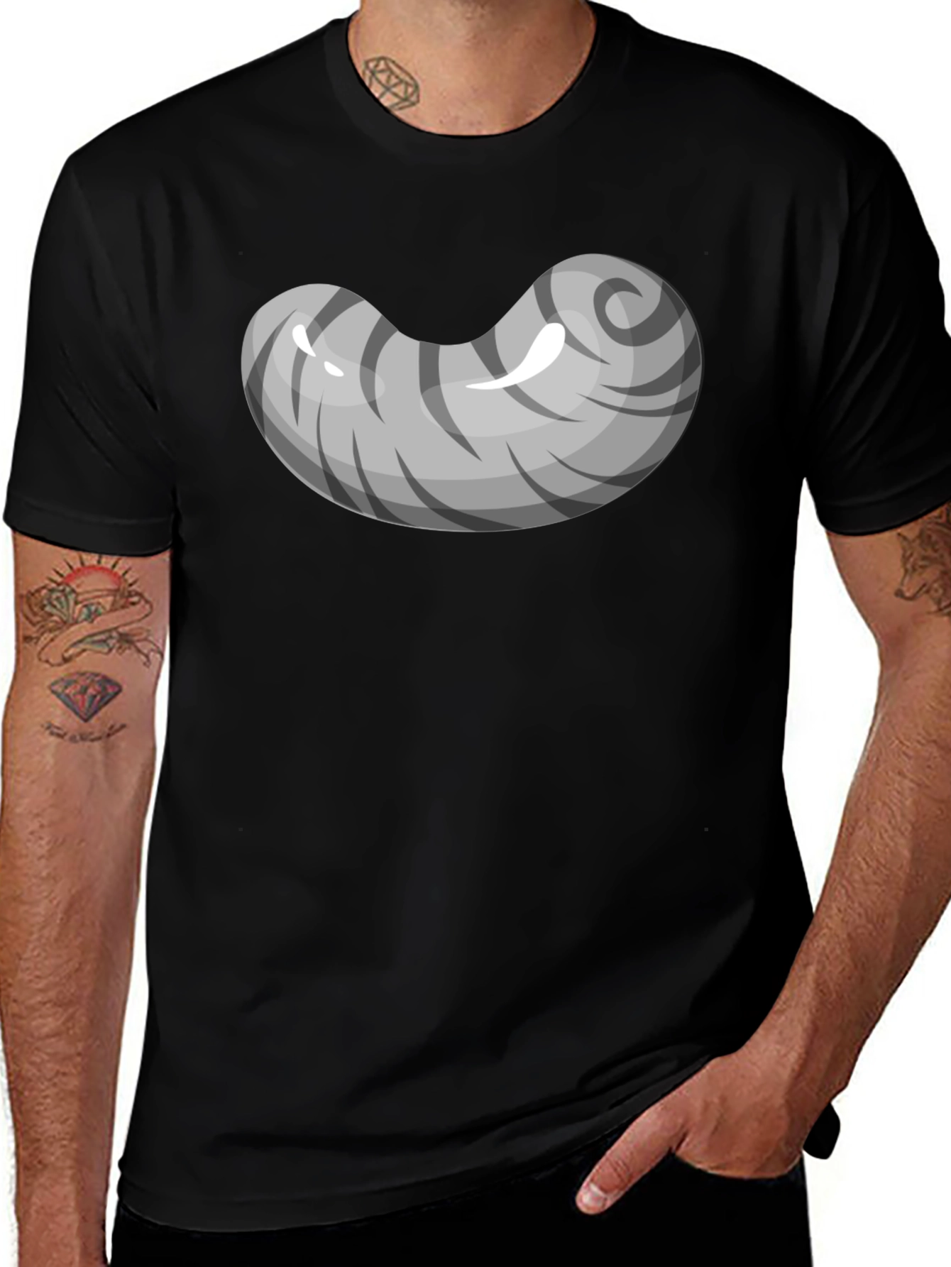 Grey Bean Graphic Tee - Soft Cotton Blend