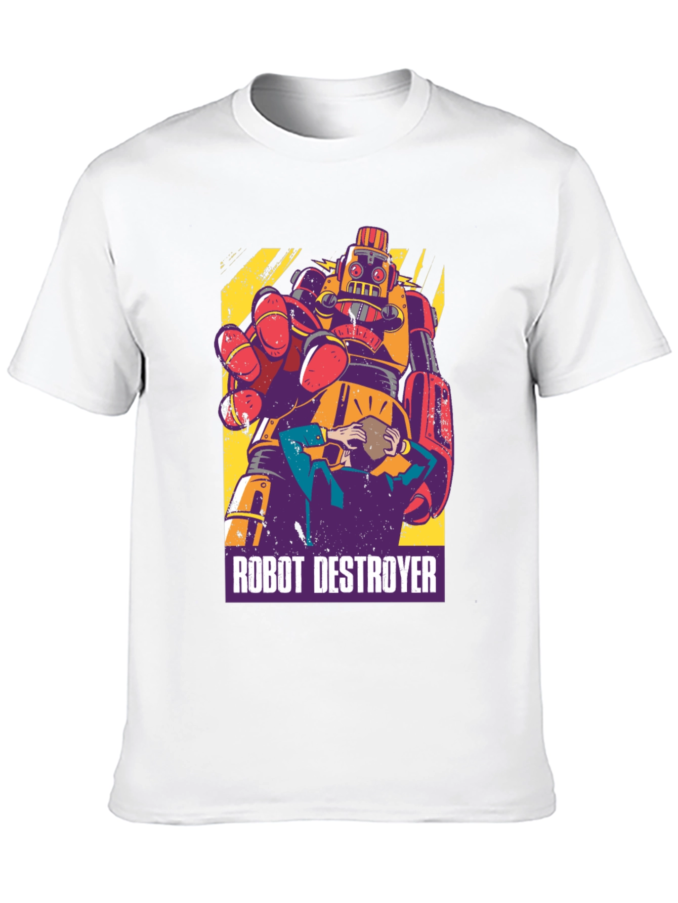 Robot Destroyer Graphic T-Shirt - Retro Design