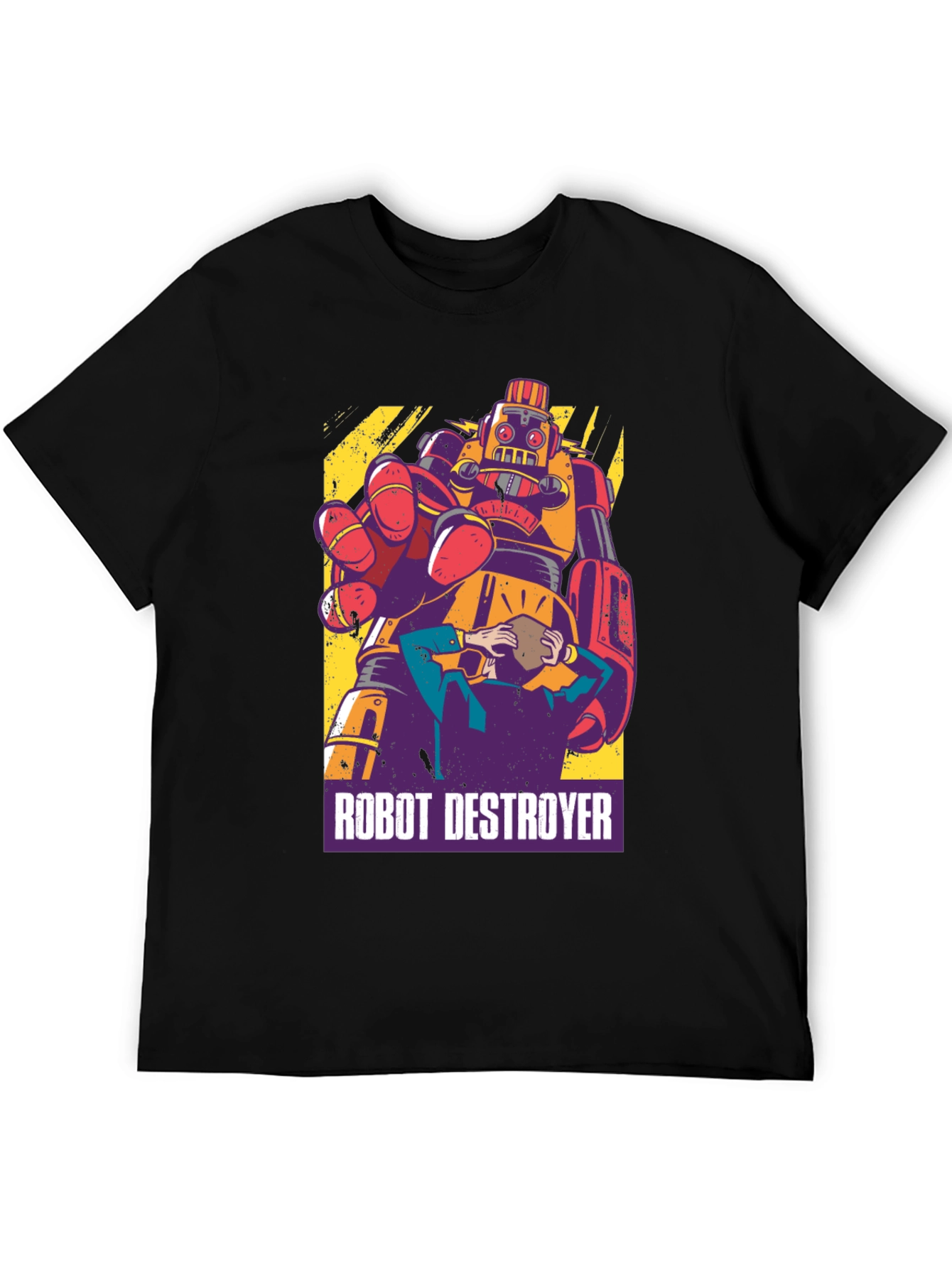 Robot Destroyer Graphic T-Shirt - Retro Design