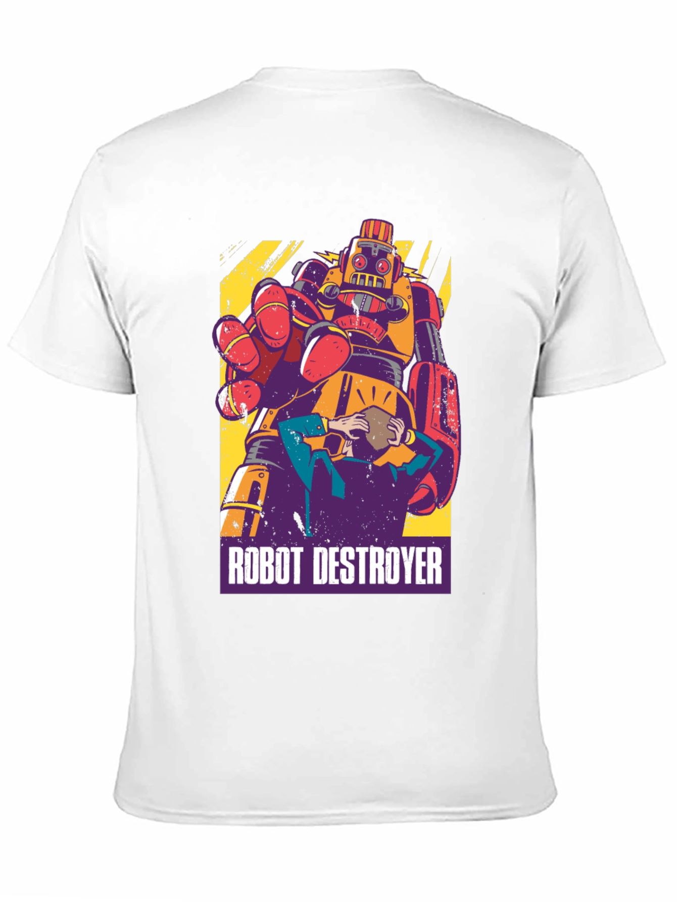Robot Destroyer Graphic T-Shirt - Retro Design