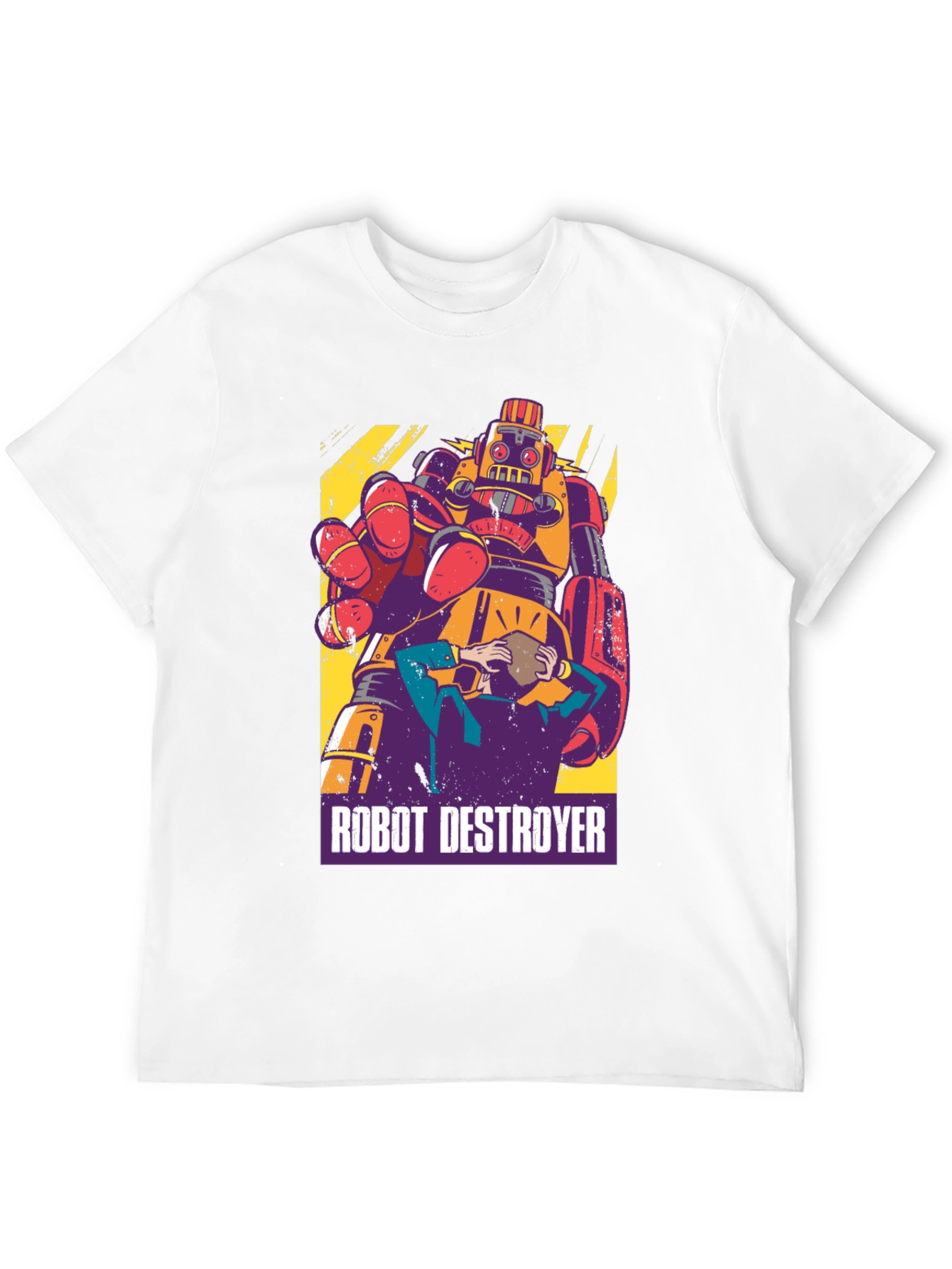Robot Destroyer Graphic T-Shirt - Retro Design