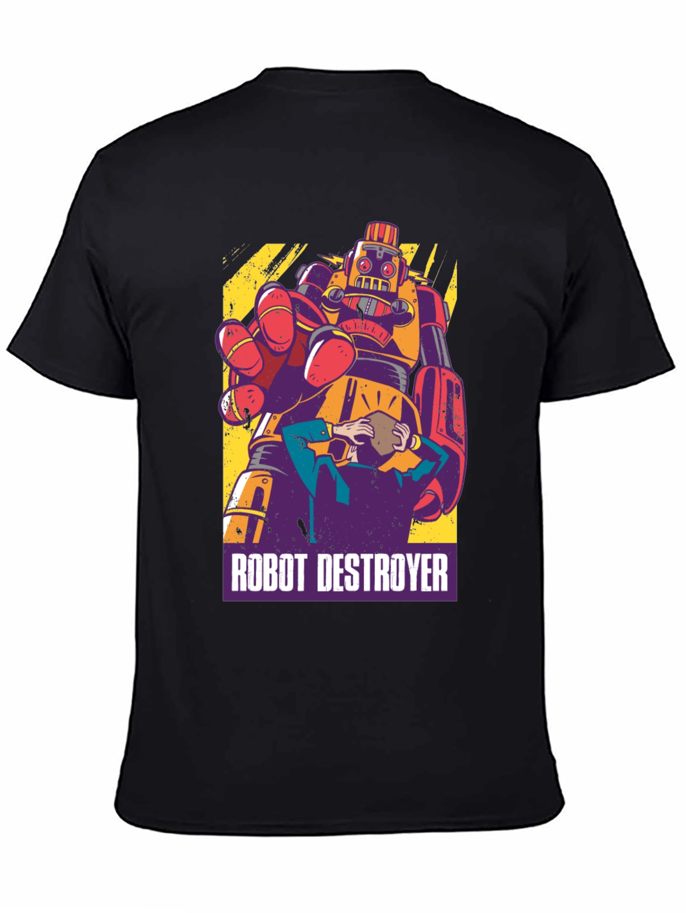Robot Destroyer Graphic T-Shirt - Retro Design