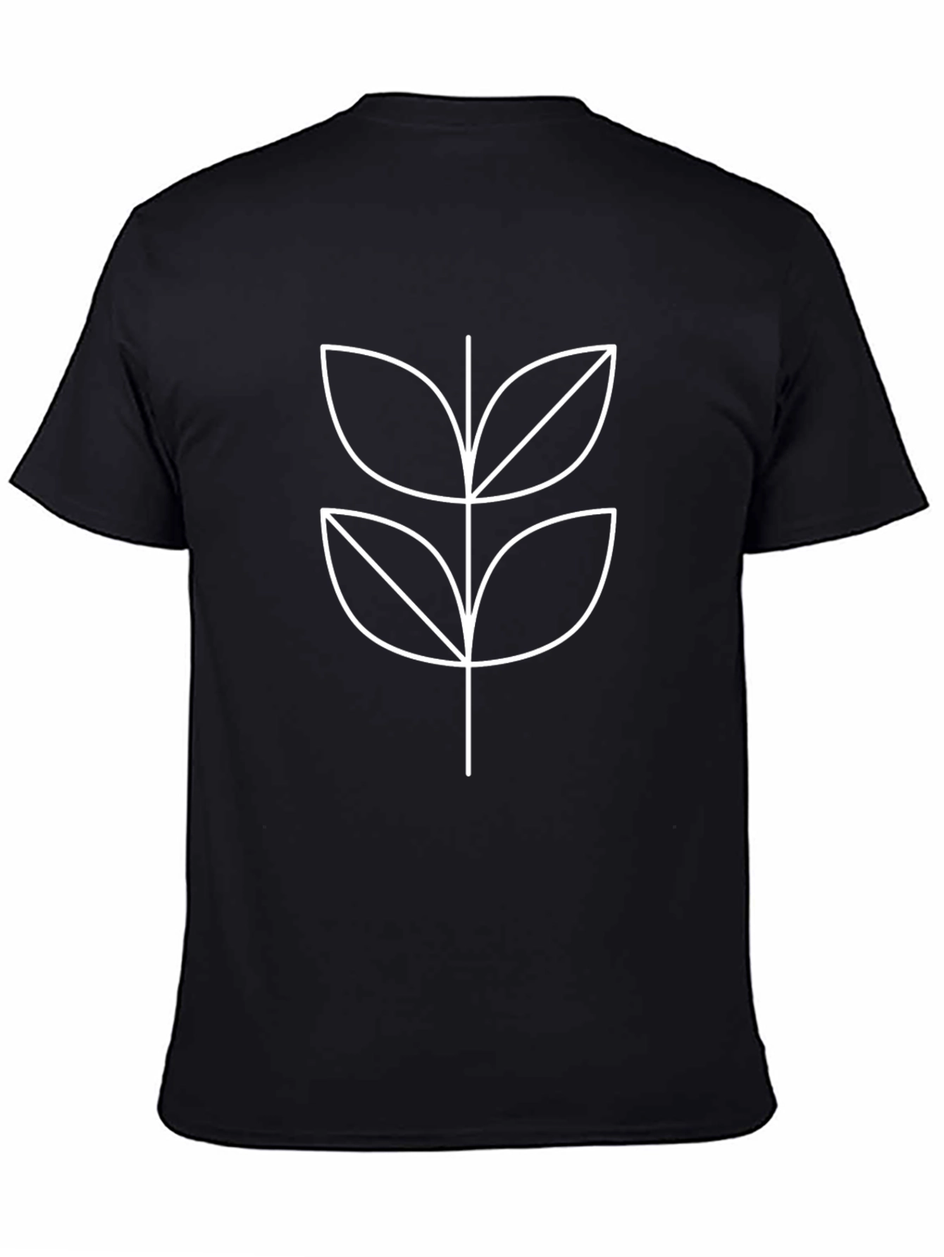 Minimalist Leaf Graphic Black T-Shirt