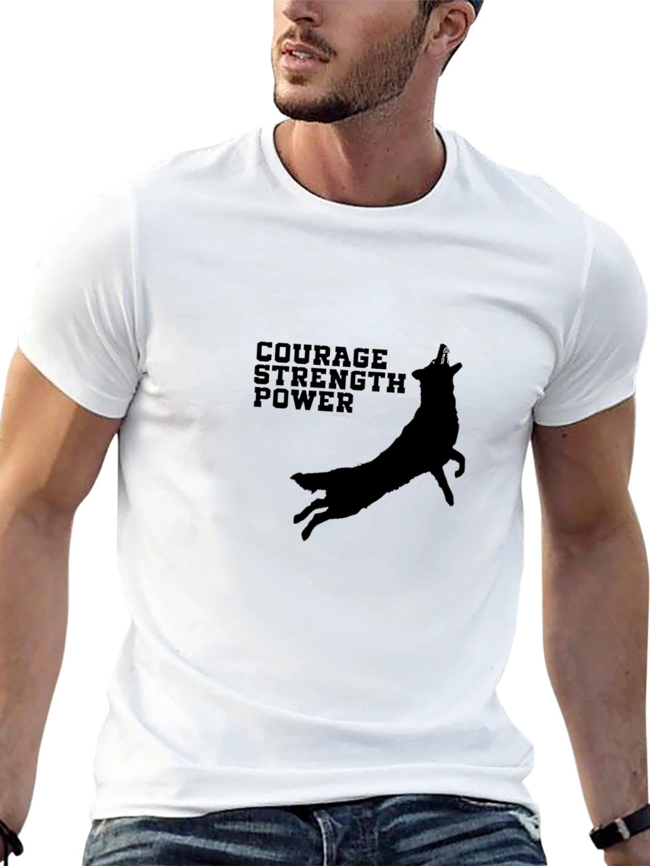 Courage Strength Power Black Graphic Tee