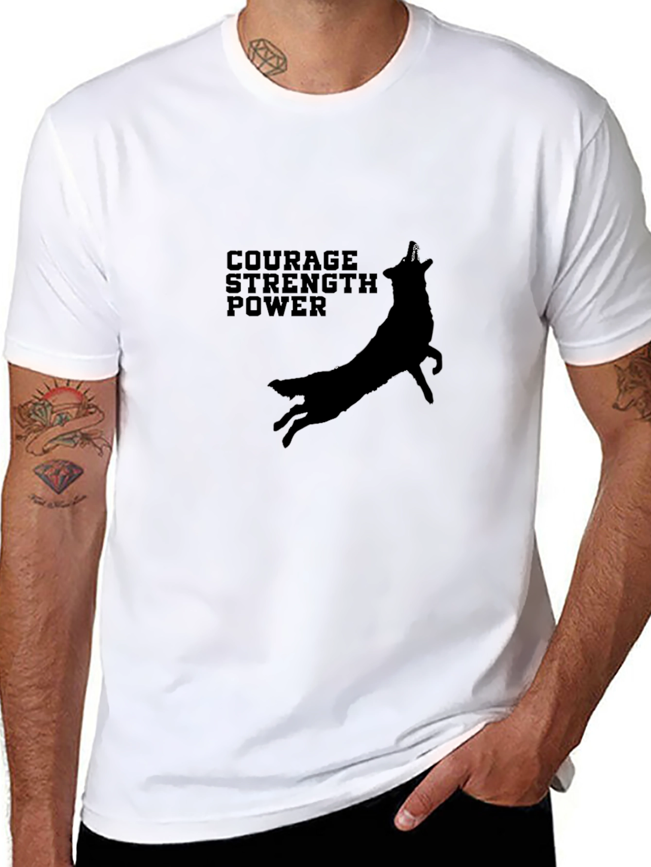 Courage Strength Power Black Graphic Tee
