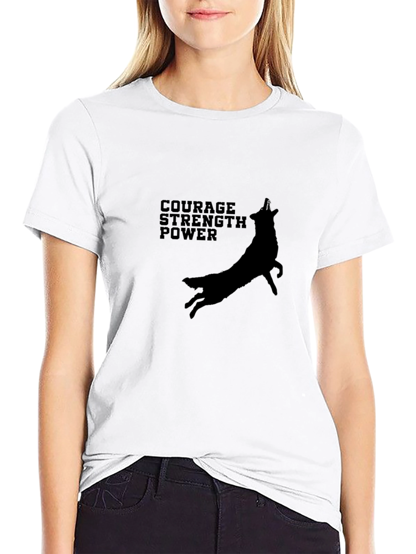 Courage Strength Power Black Graphic Tee