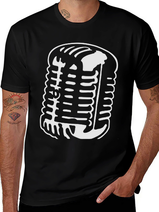 Vintage Microphone Graphic Tee - Retro Style