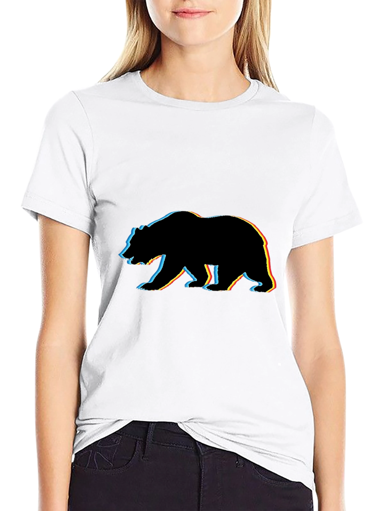 Bear Silhouette Graphic Tee - Black