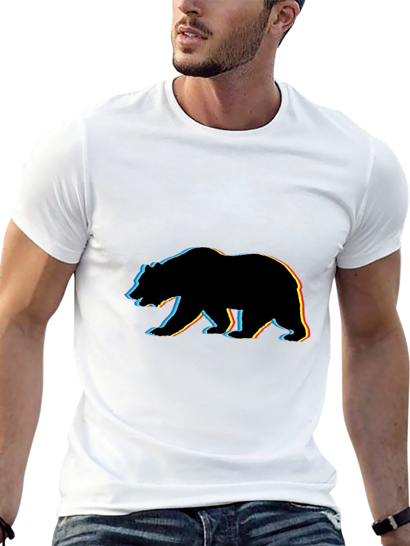 Bear Silhouette Graphic Tee - Black