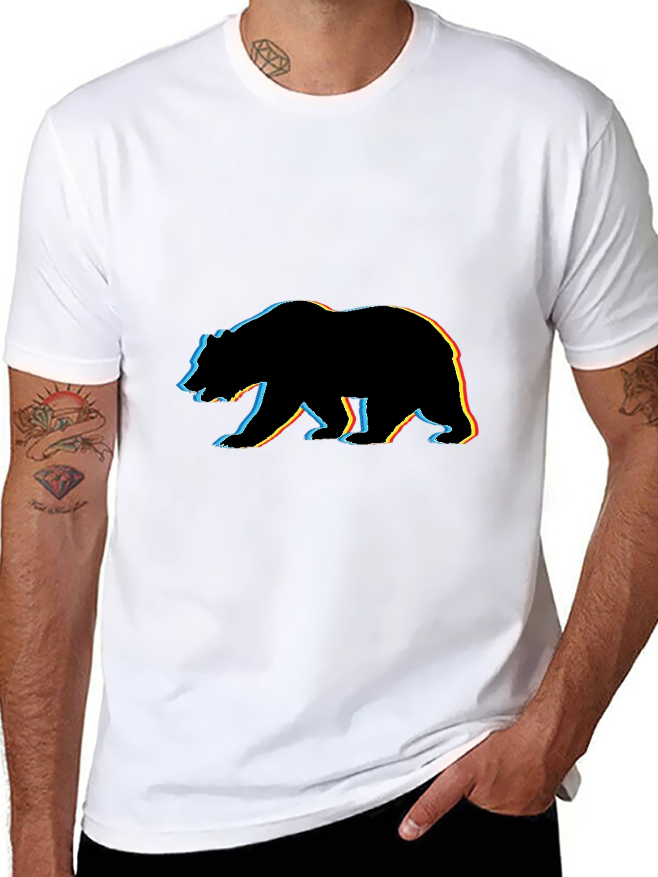Bear Silhouette Graphic Tee - Black