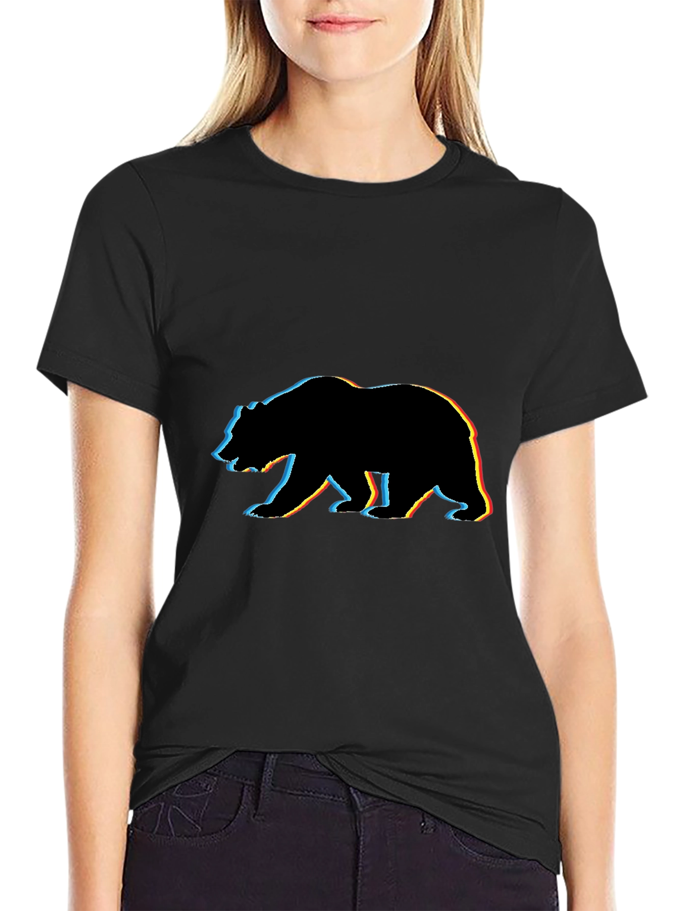 Bear Silhouette Graphic Tee - Black